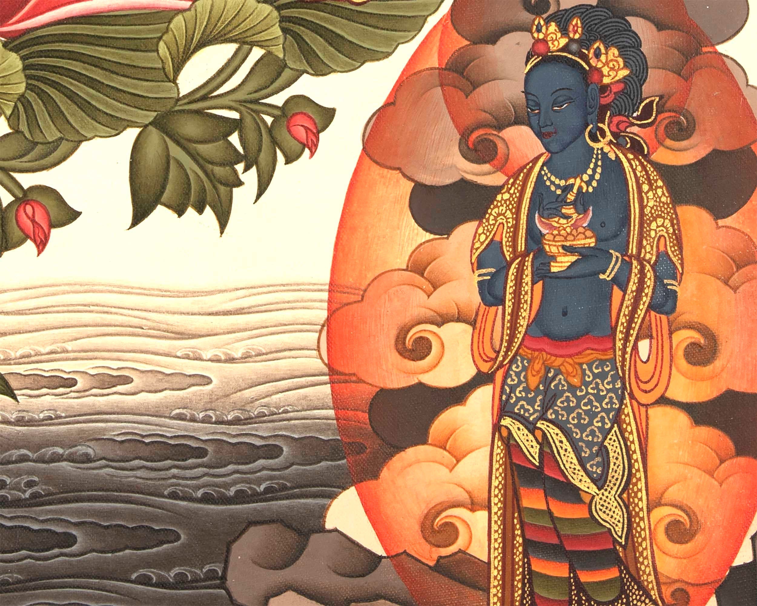 Green Tara Mother Goddess Thangka Painting | Spiritual Meditation Canvas Art