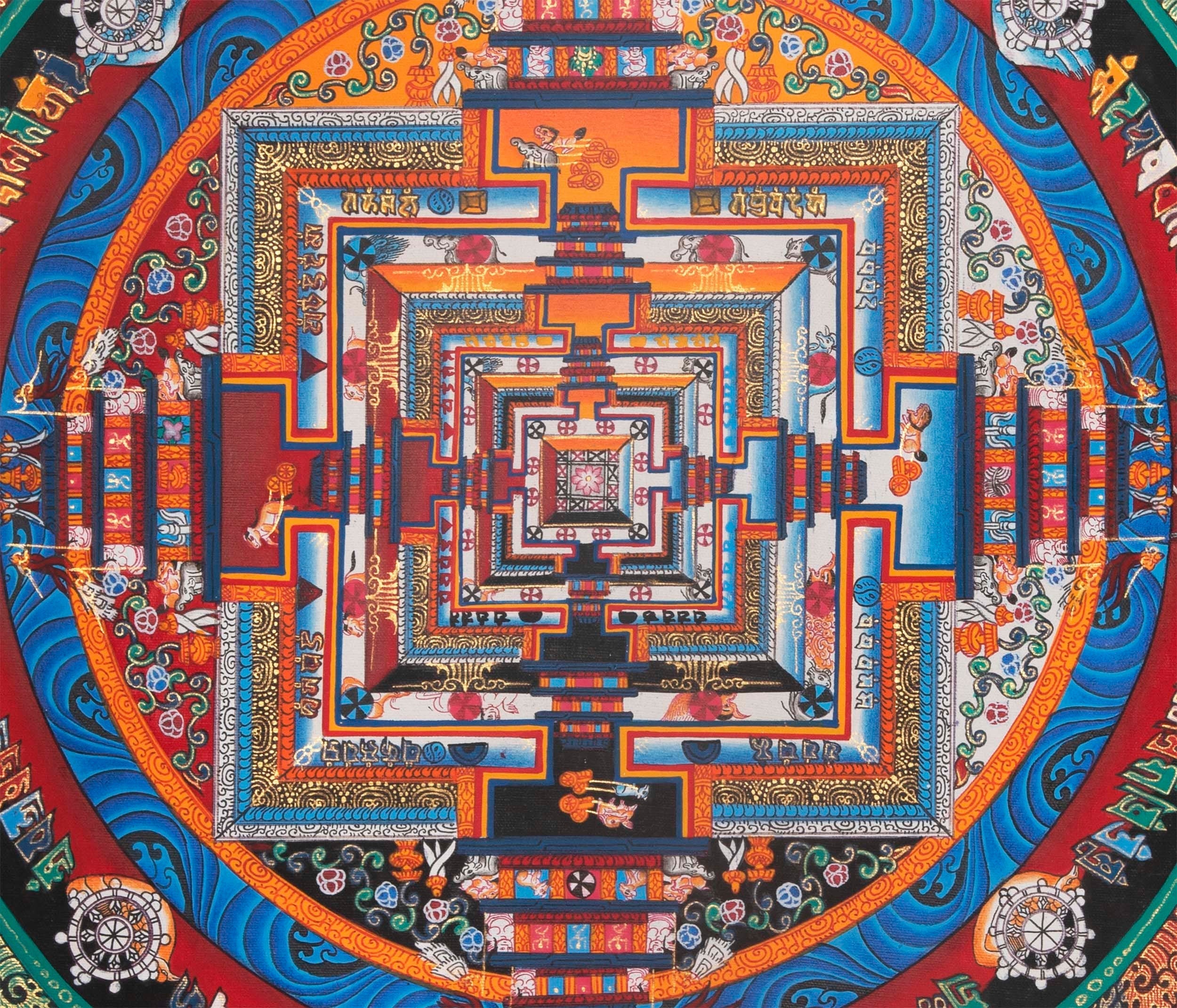 Religious Kalchakra Mandala | Thangka Art From Nepal | Wall Decors