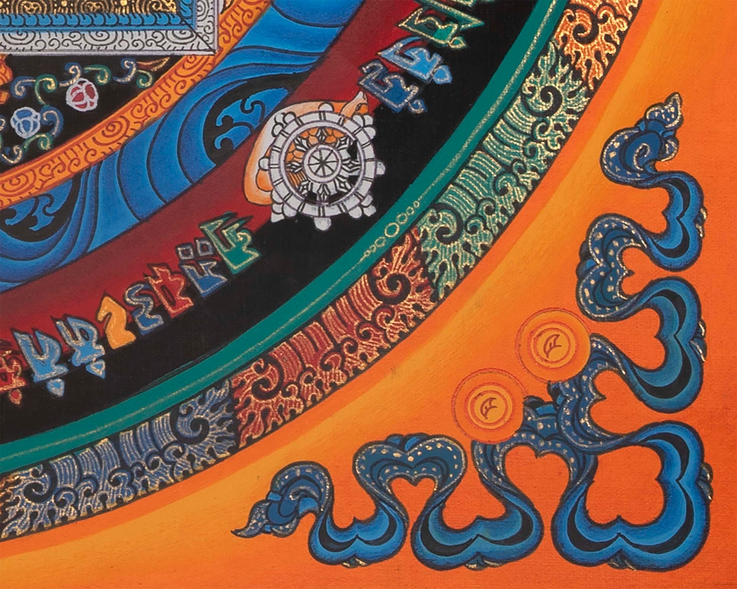 Buddhist Kalachakra Mandala Thangka | Handpainted Religious Artwork | Wall Hanging Decor
