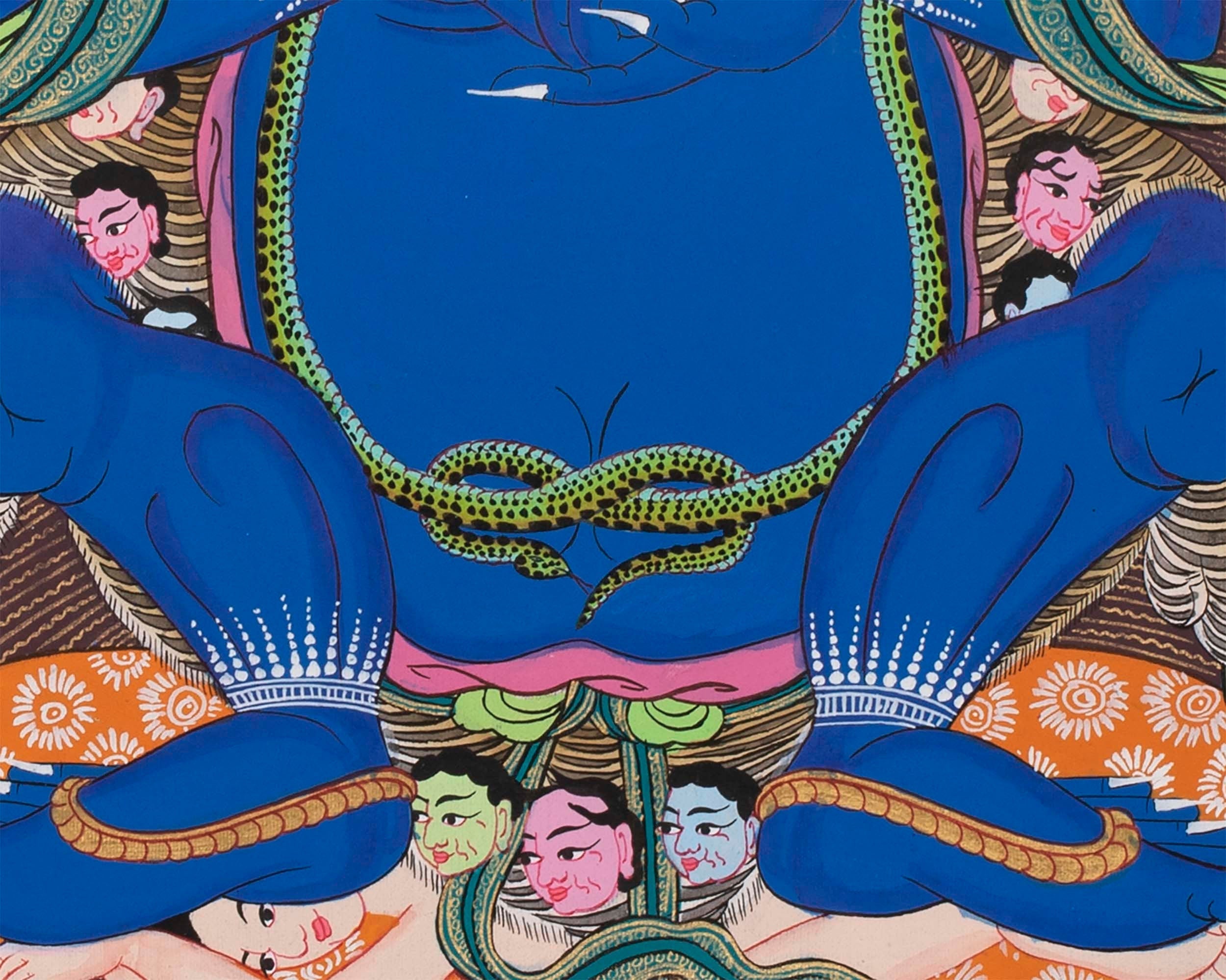 Sakya Mahakala Thangka | Wrathful Dharmapala Vajra Panjarnatha | Buddhist Wall Decor