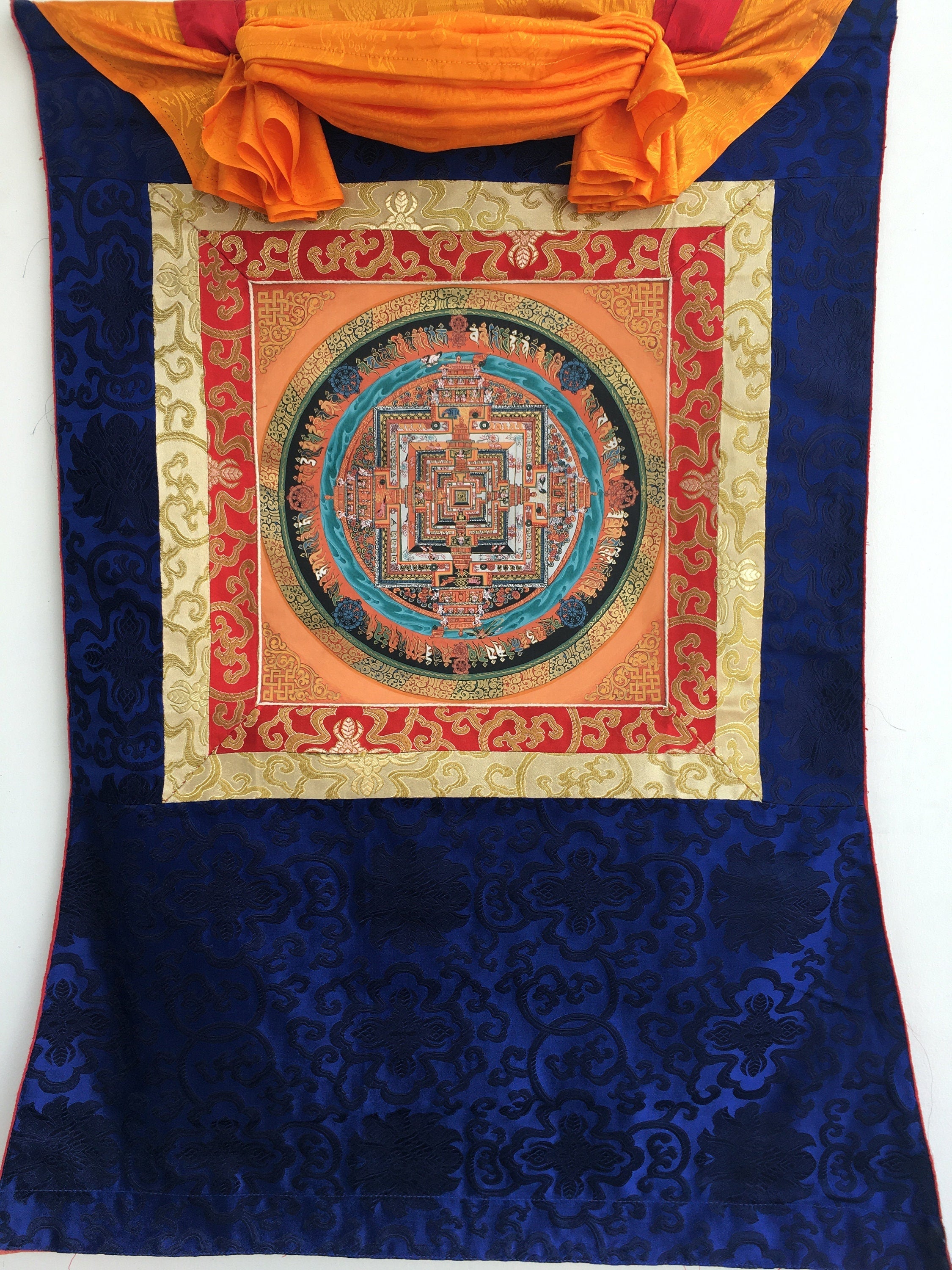 Hand Painted Kalchakra Mandala Art from Nepal | Tibetan Mandala Canvas Art
