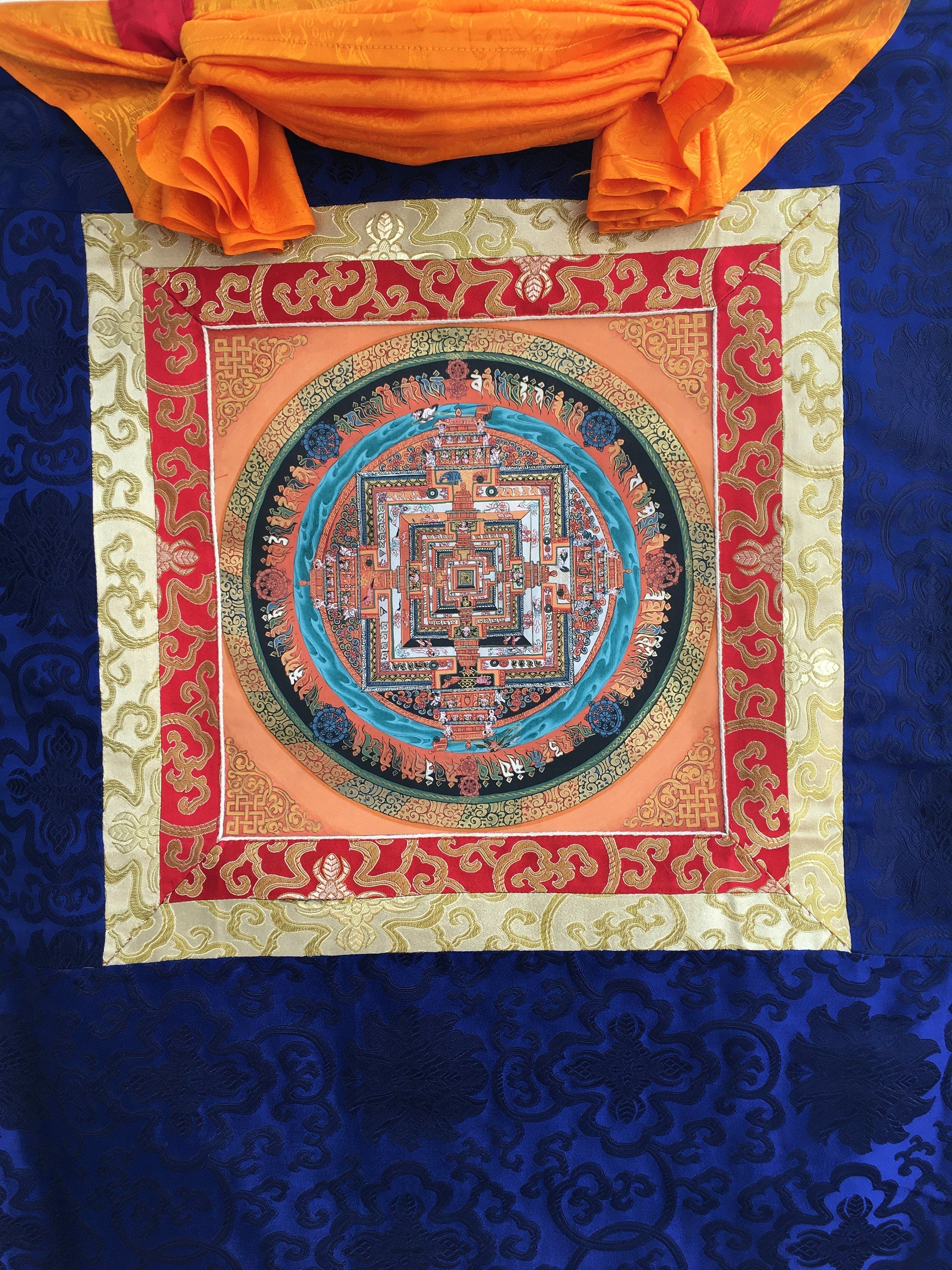 Hand Painted Kalchakra Mandala Art from Nepal | Tibetan Mandala Canvas Art