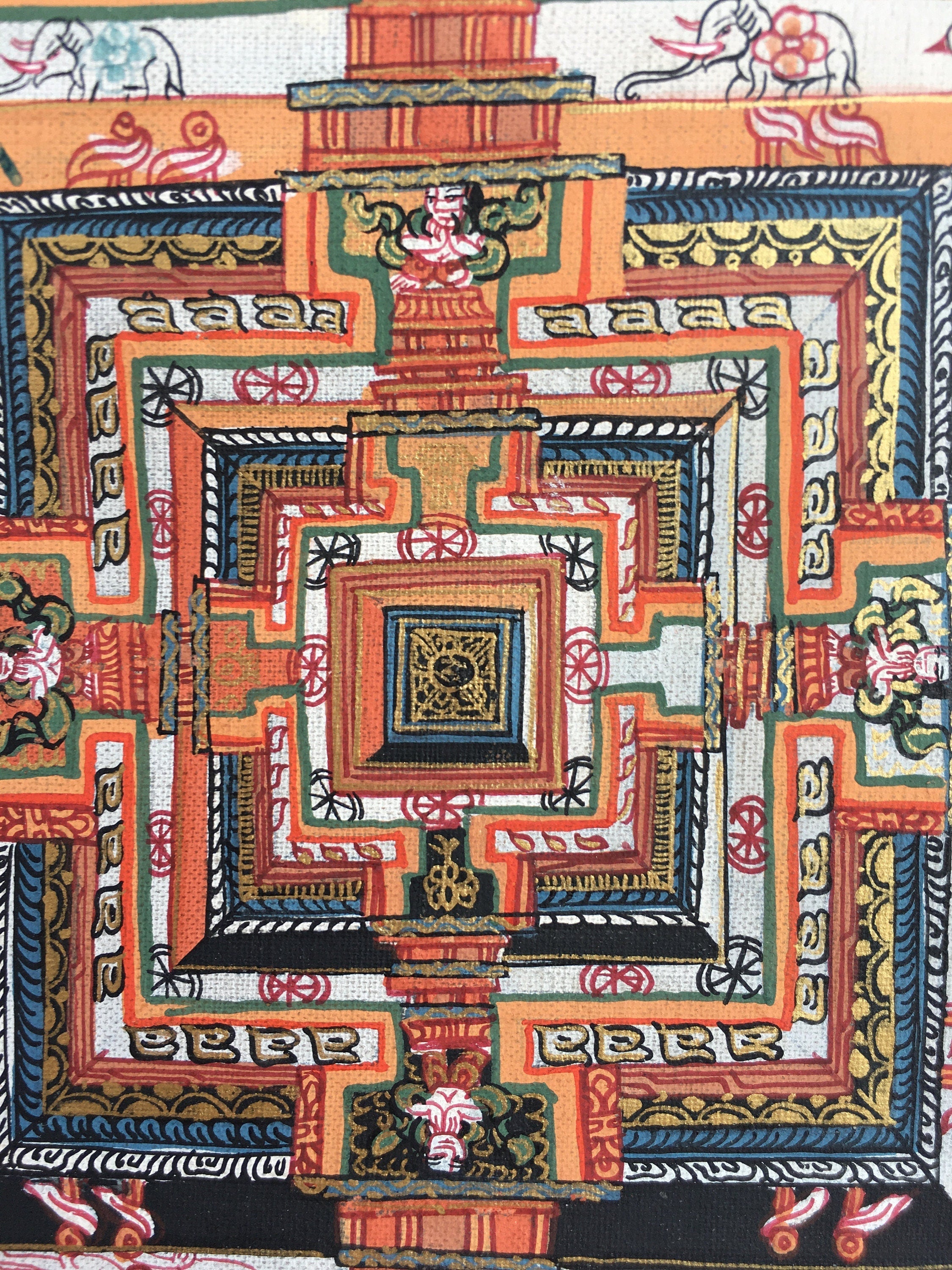 Hand Painted Kalchakra Mandala Art from Nepal | Tibetan Mandala Canvas Art