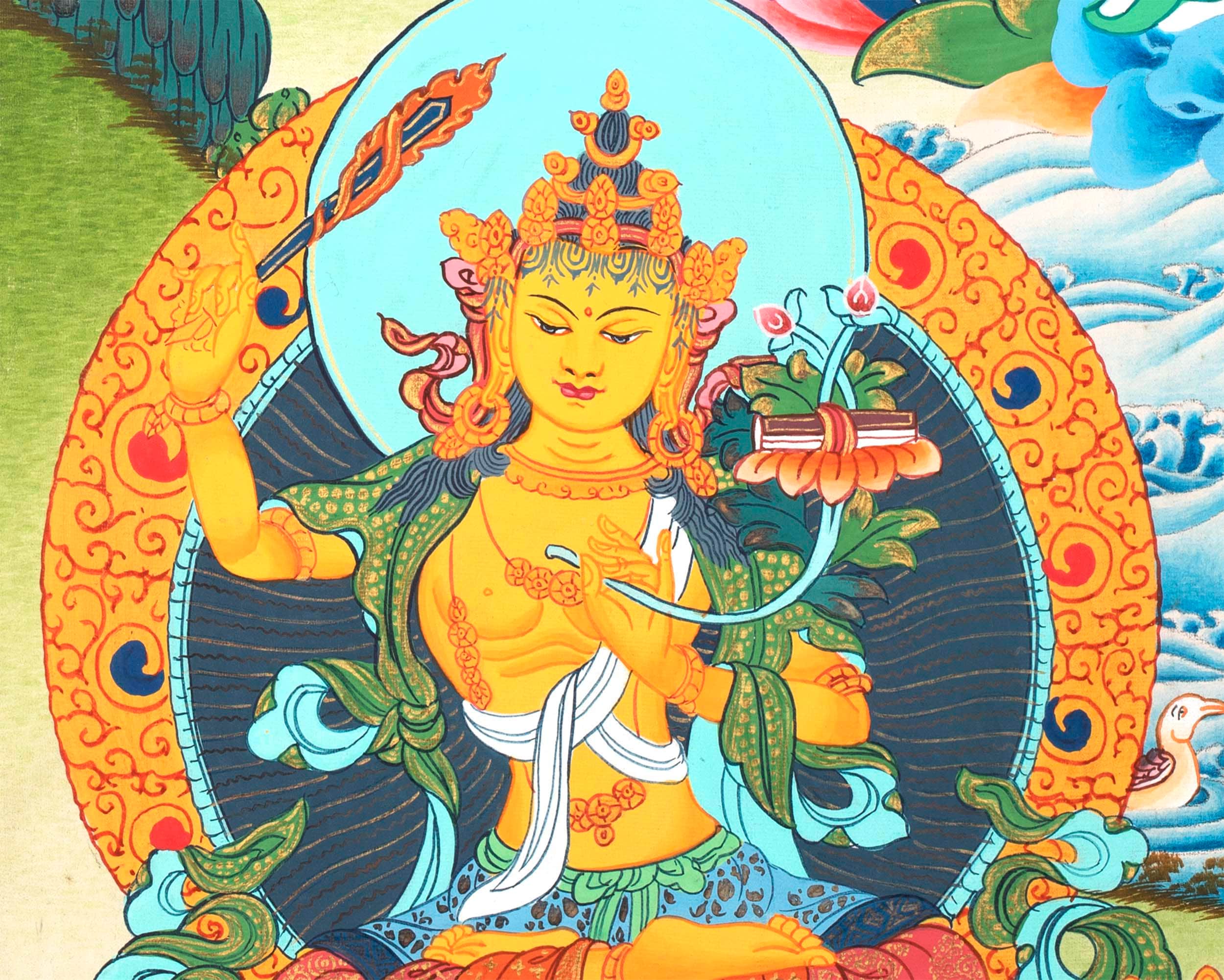 Mother Green Tara Thangka Painting | Wall Hanging Decoration | Religious Home Decor