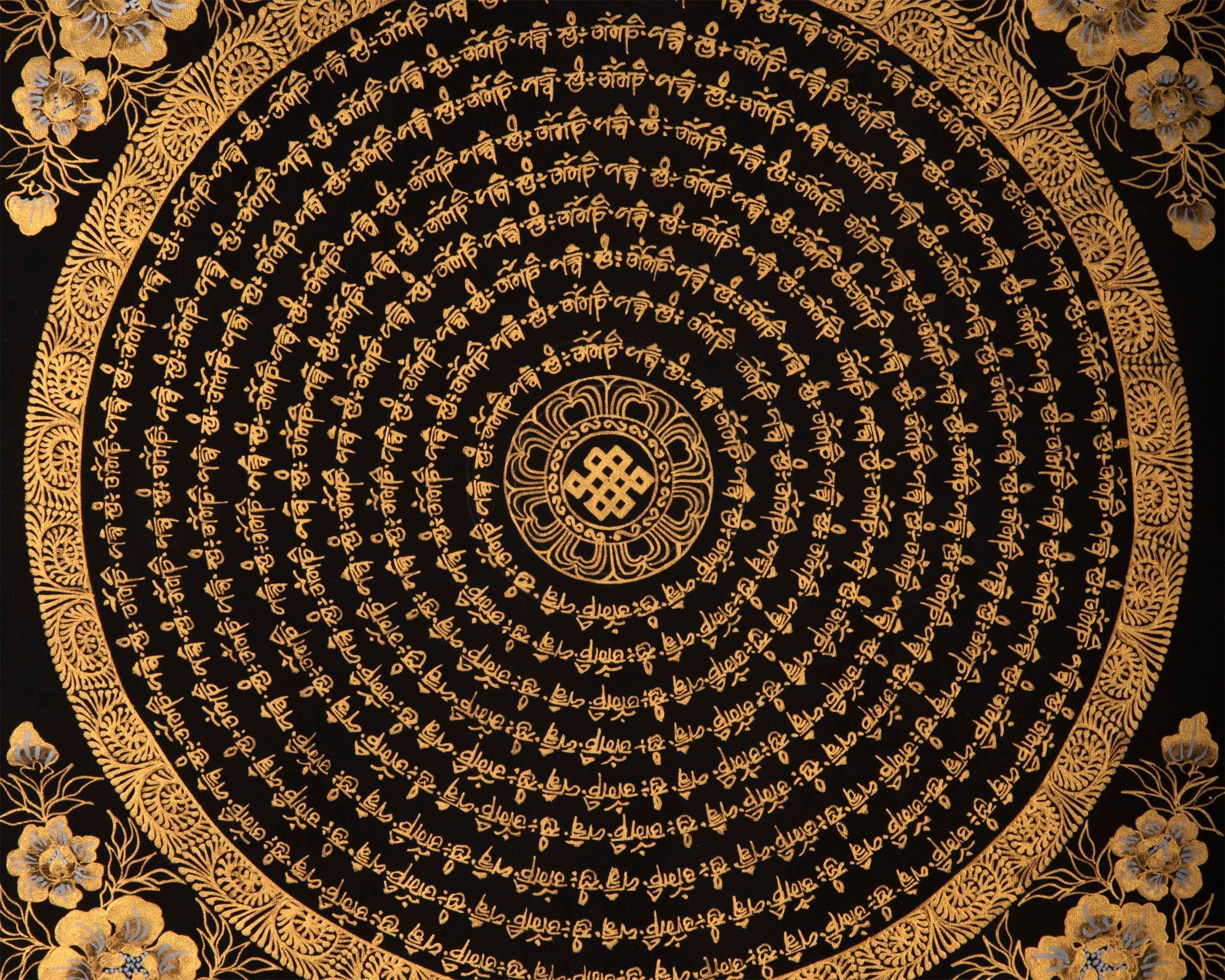 Auspicious Mantra Mandala | Handmade Sacred Thangka Painting