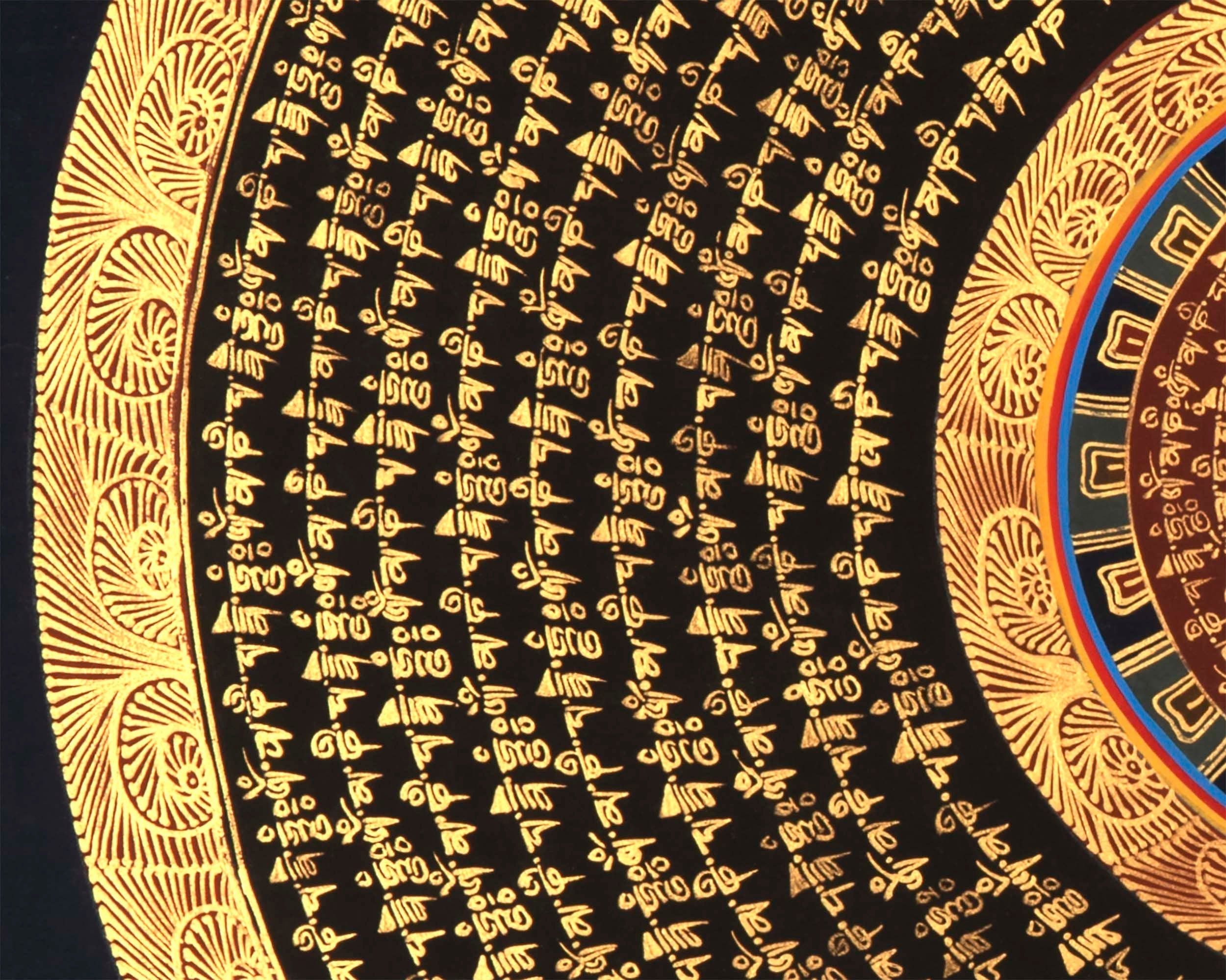 Gold Mantra Mandala | Mandala Thanka