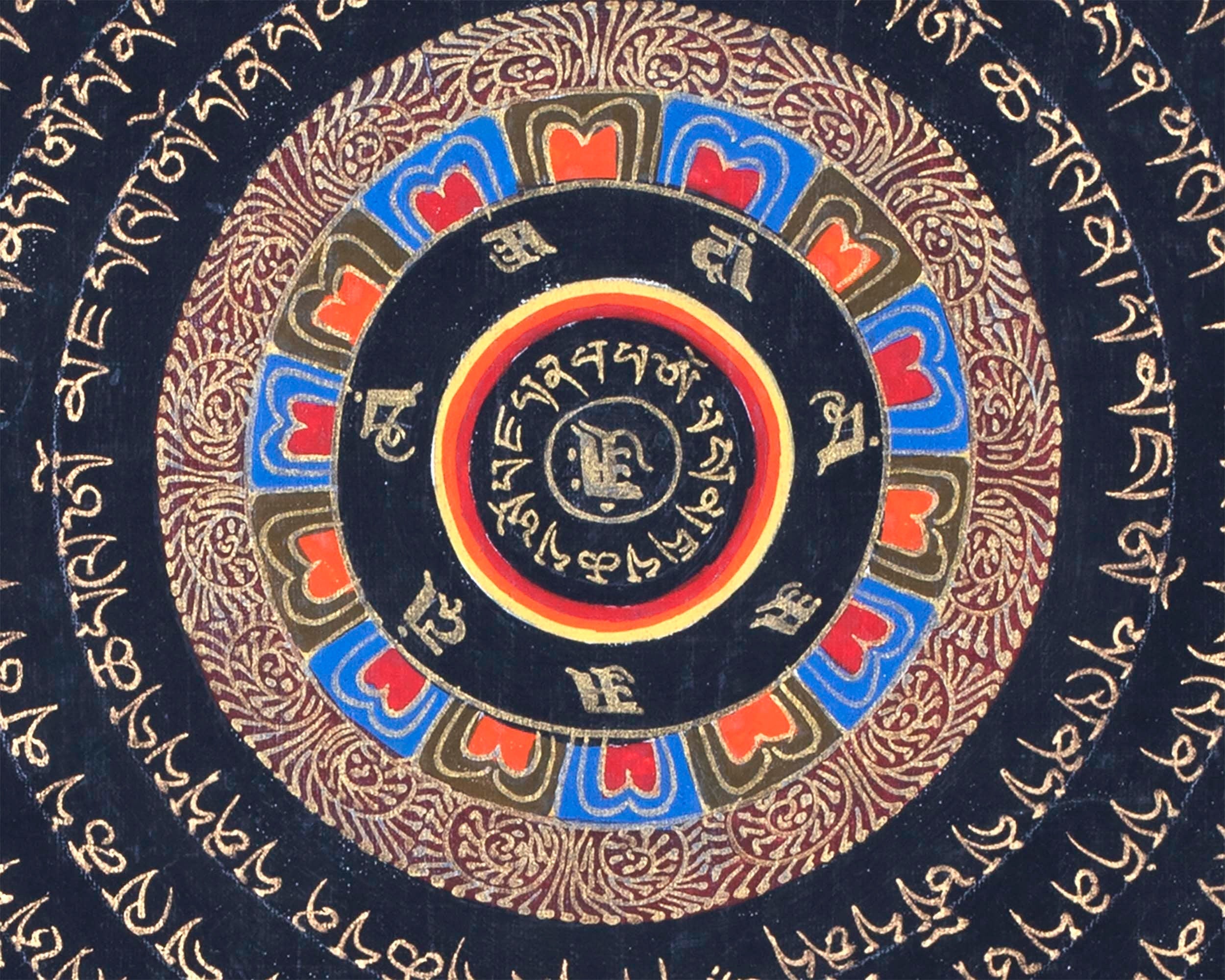 Om Mandala Thangka | Spiritual Wall Art For Meditation | Small Size Wall Decor