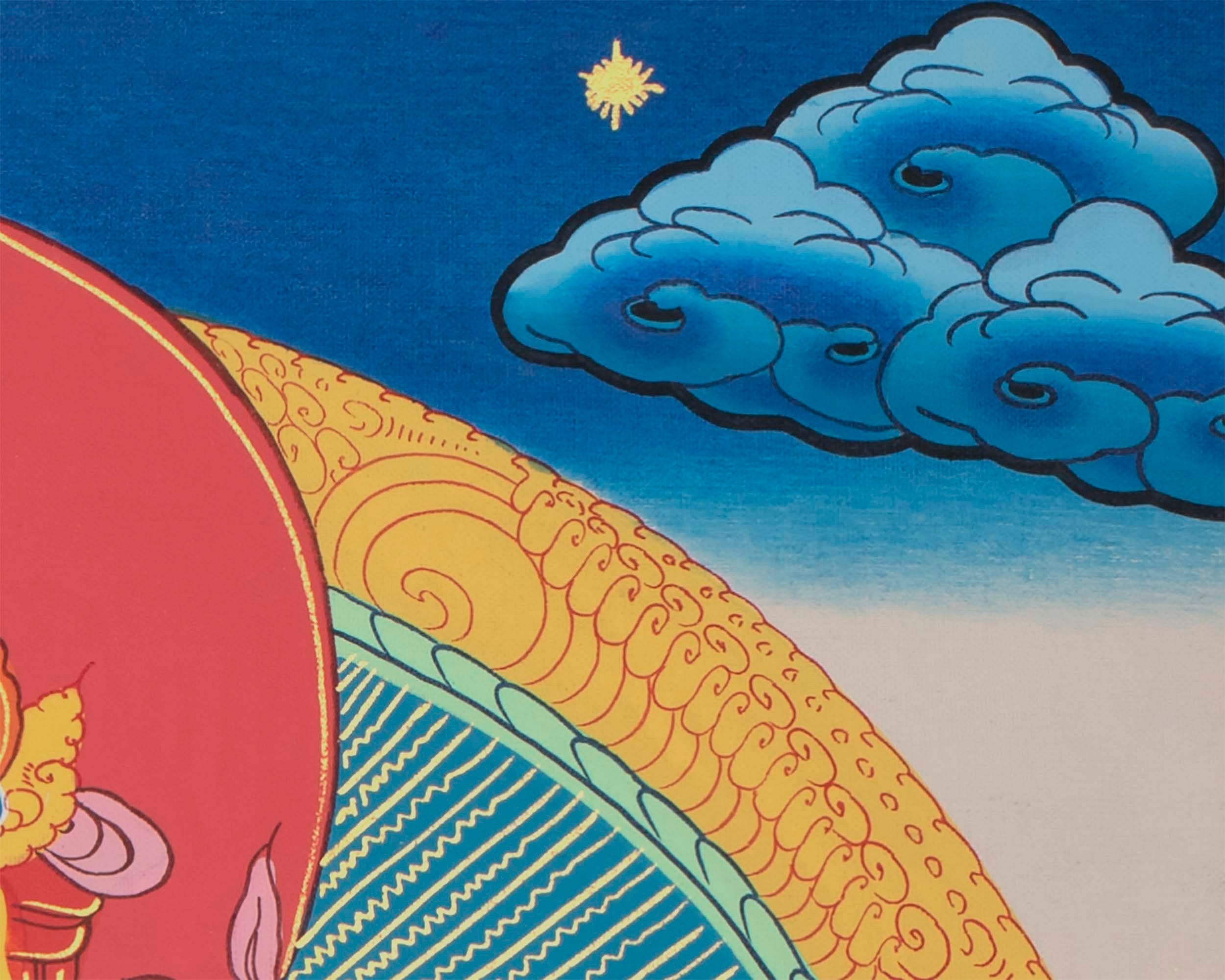 Tibetan Kubera Thangka | Dzambala Thangka Art | Original Hand Painted Wall Decor