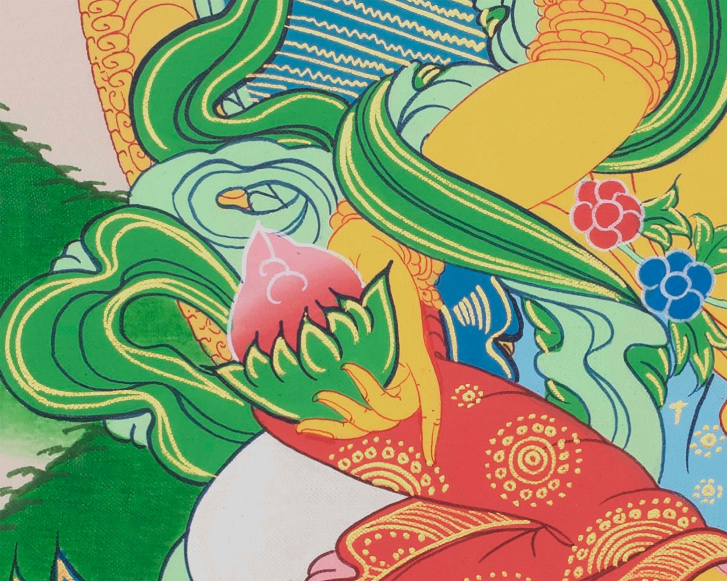 Tibetan Kubera Thangka | Dzambala Thangka Art | Original Hand Painted Wall Decor
