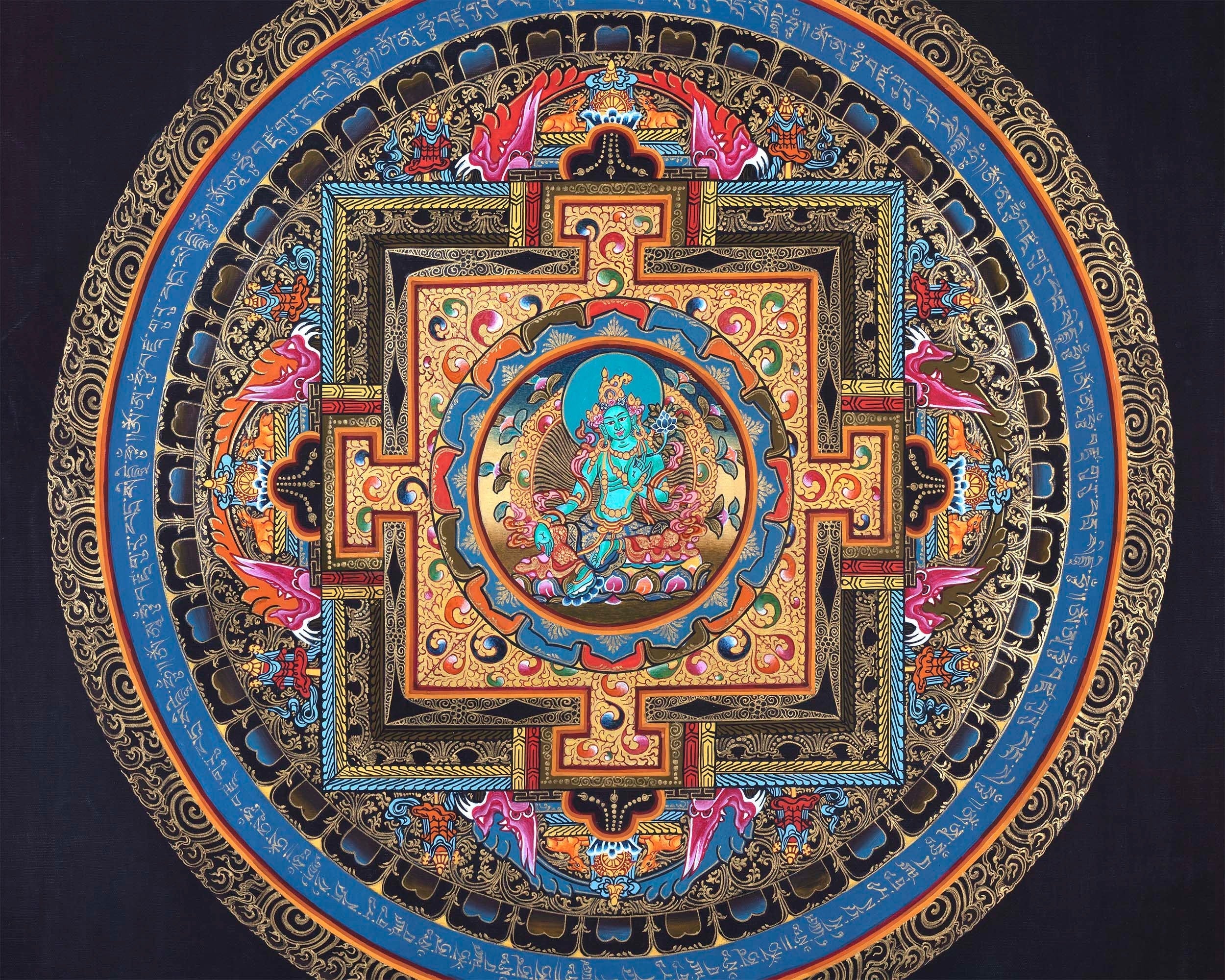 Green Tara Thangka Mandala | Traditional Painting