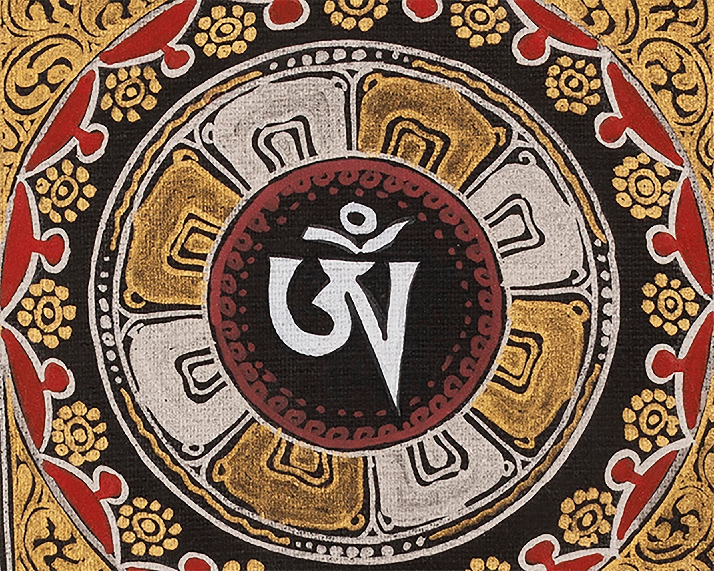 Mantra Mandala Handmade Painting | Om Mani Padme Hum Mantra mandala Thangka | Best Home Decor
