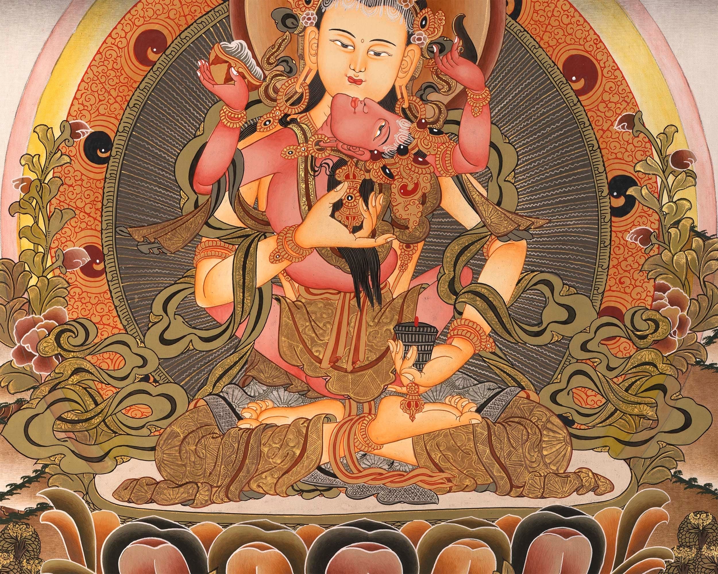 Vajrasattva Dorje Sempa Shakti YabYum Thangka | The Union Of Compassion And Wisdom | Wall hanging Decoration