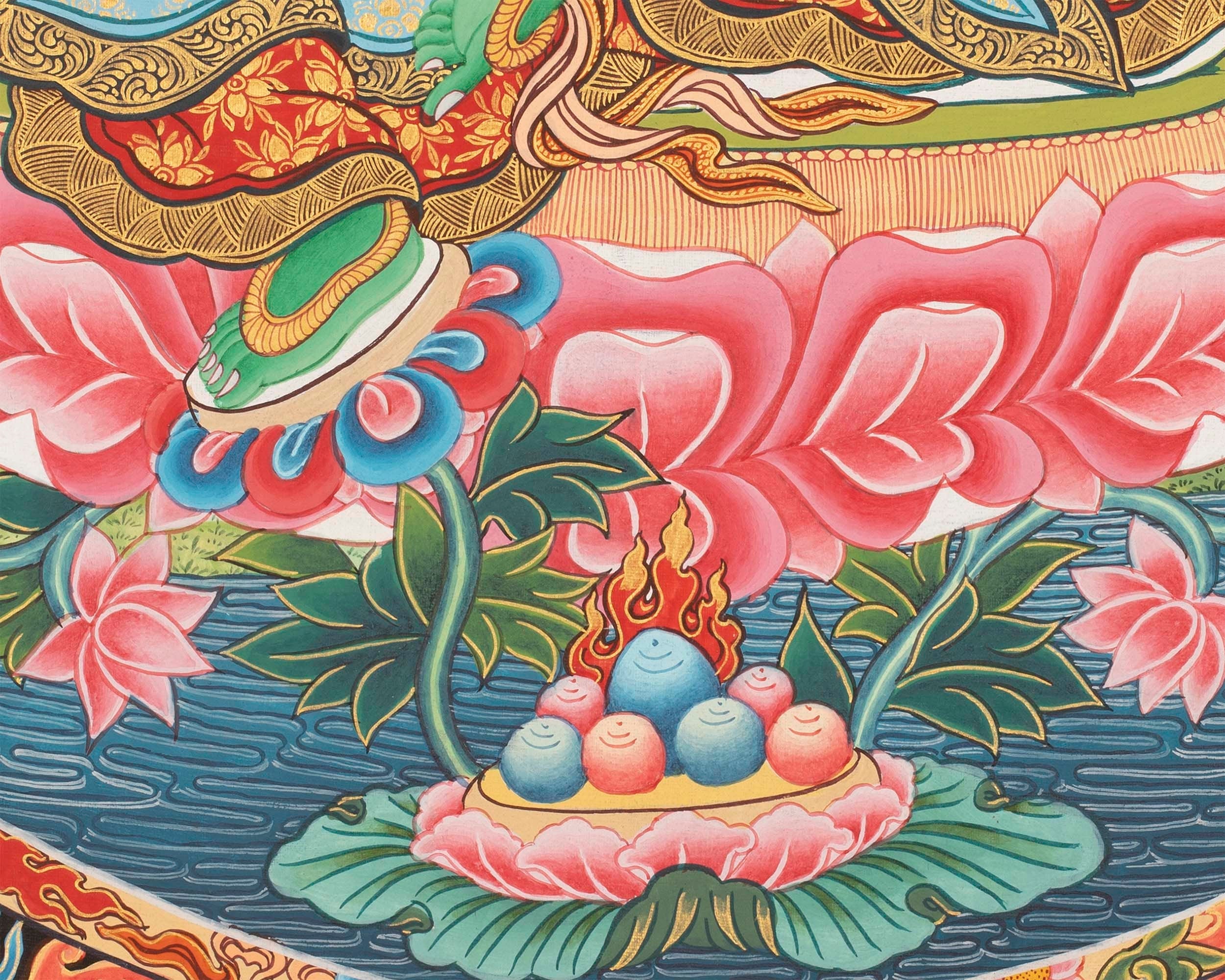 Newari Style Green Tara Thangka | Hand Painted Buddhist Art | Wall Decors