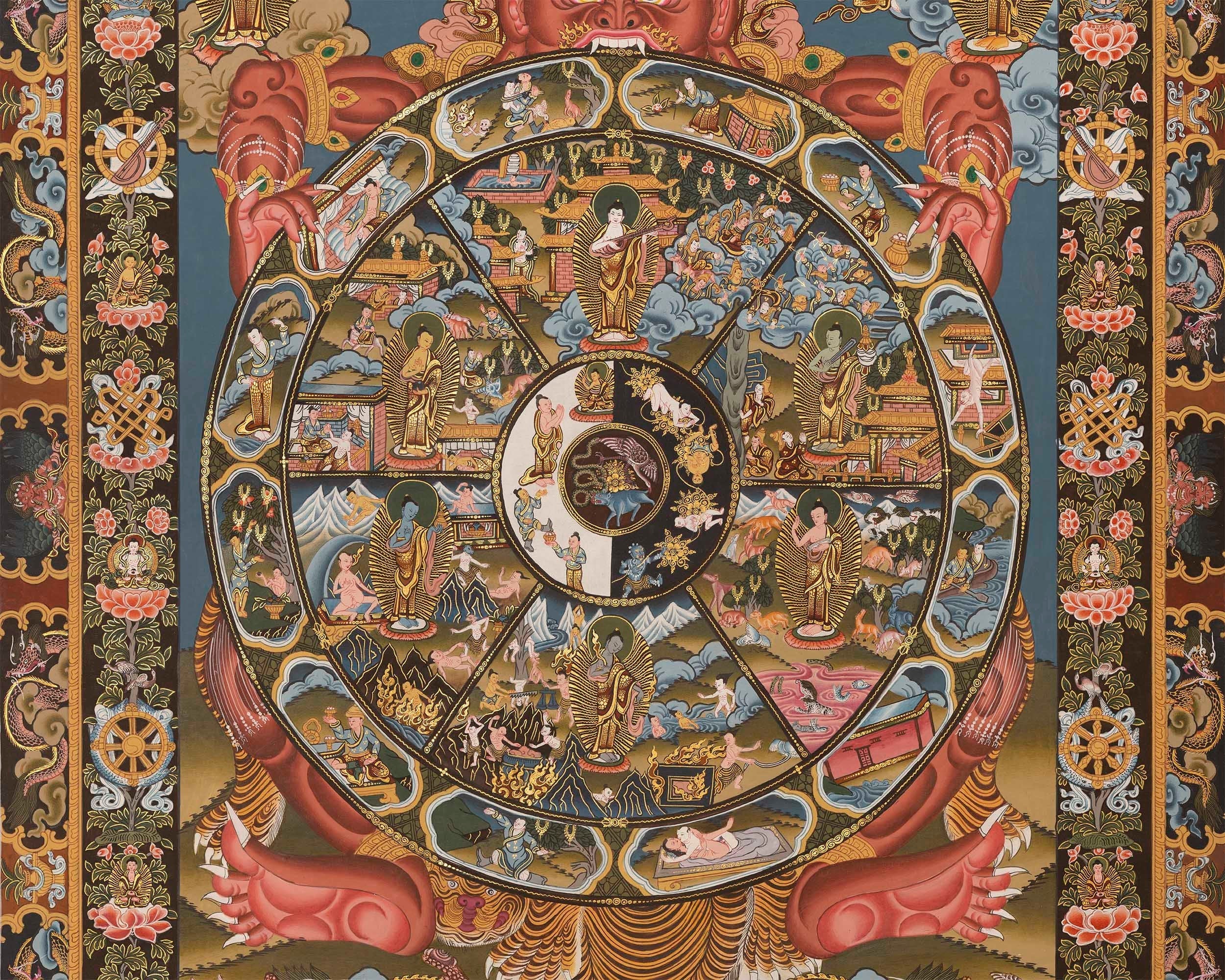 Buddhist Wheel Of Life | Bhavachakra Original Hand-Painted