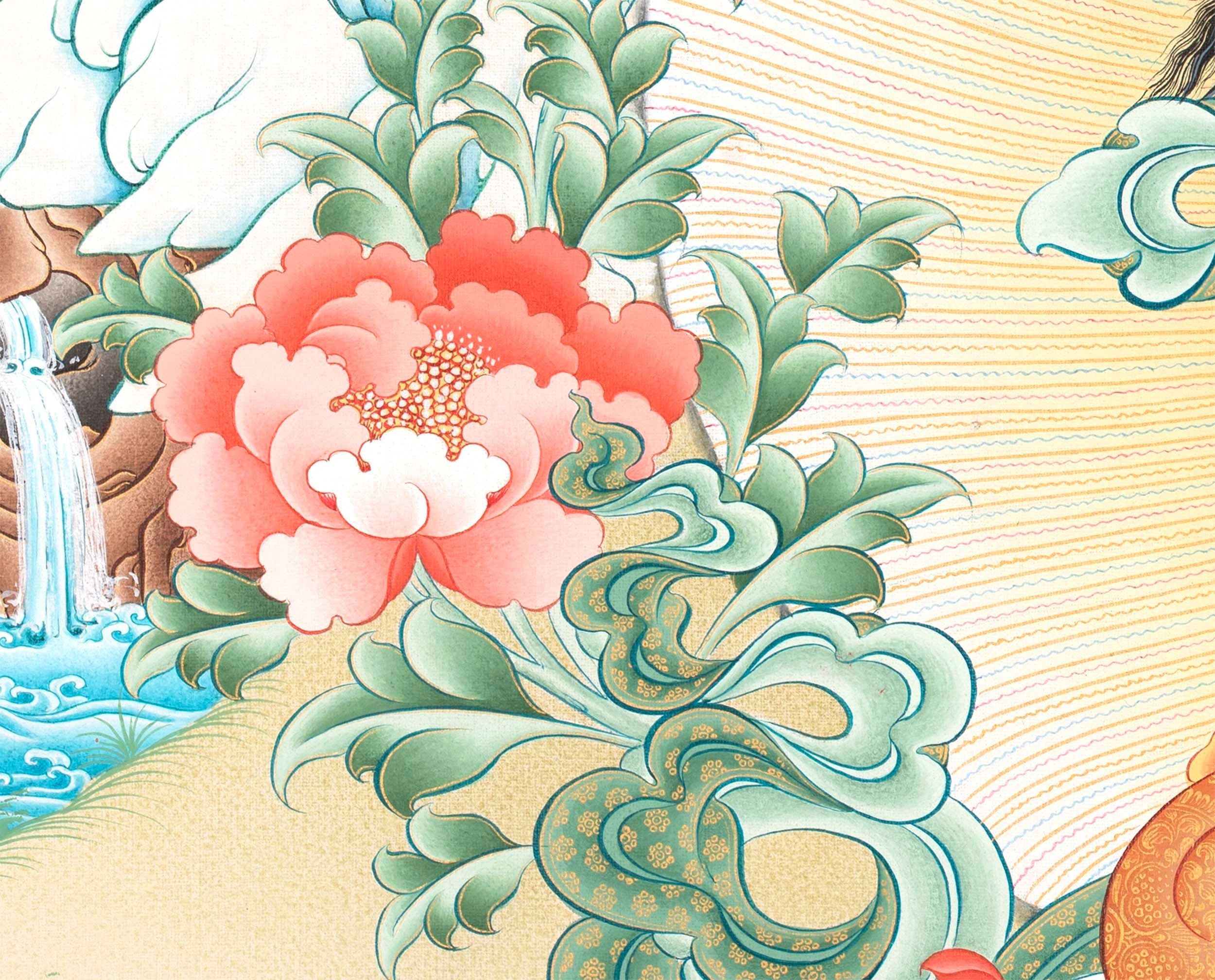 Tibetan Manjushree Thangka | Bodhisattva of Wisdom and Power | Wall Hanging Decors