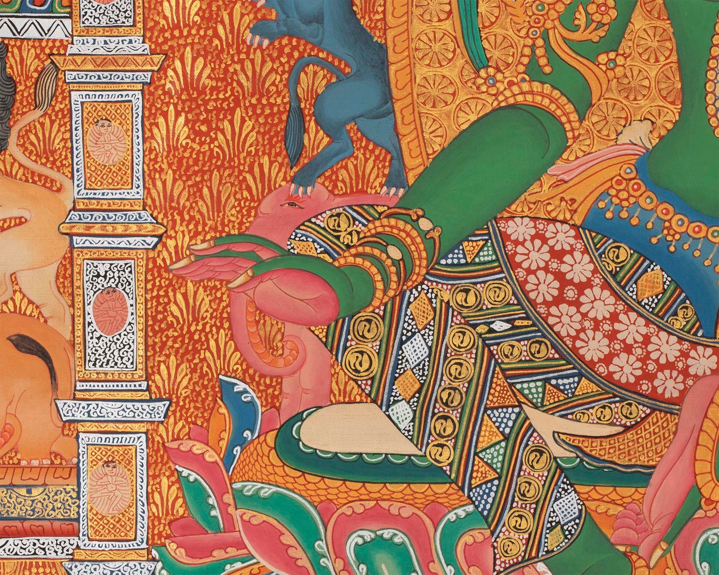 Green Tara Thangka | Wall Art | Religious Home Decor Ideas