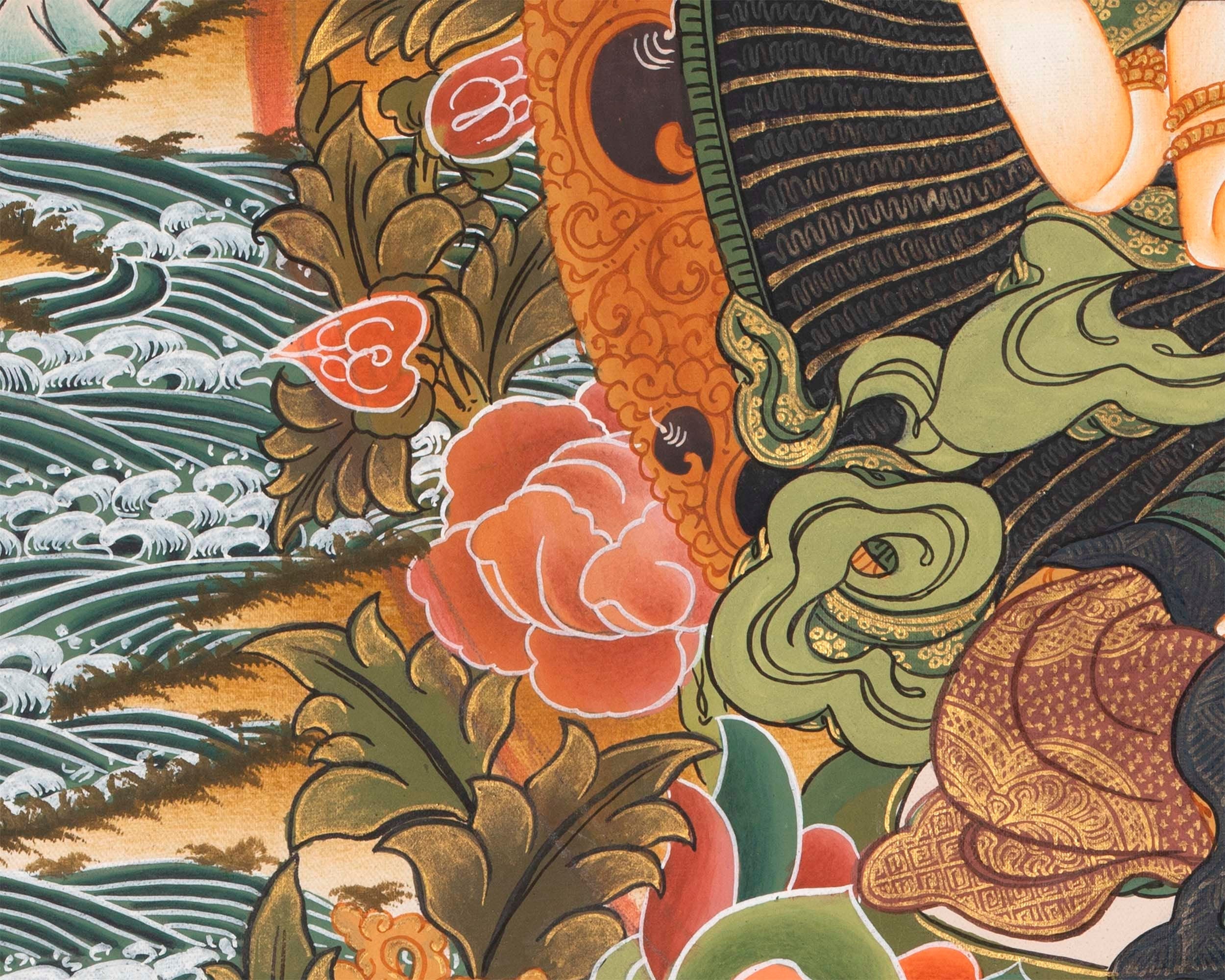 4 Armed Chenrezig | Avalokiteshvara Thangka Painting from Nepal