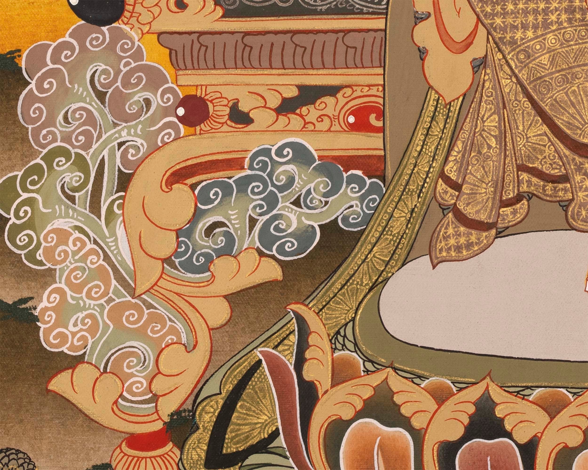 Maitreya Buddha Thangka | Original Handpainted Tibetan Art | Wall Hanging Decor