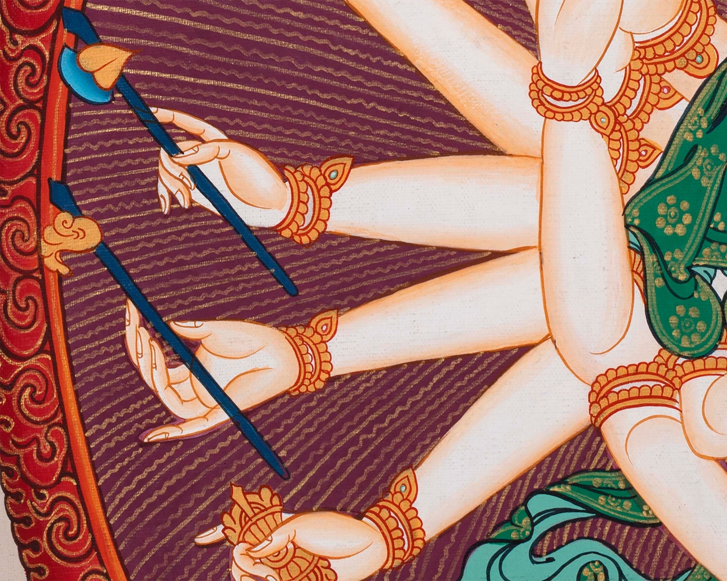 Cundi Thangka | 18 Armed Bodhisattva Thangka | Wall Hanging Decoration
