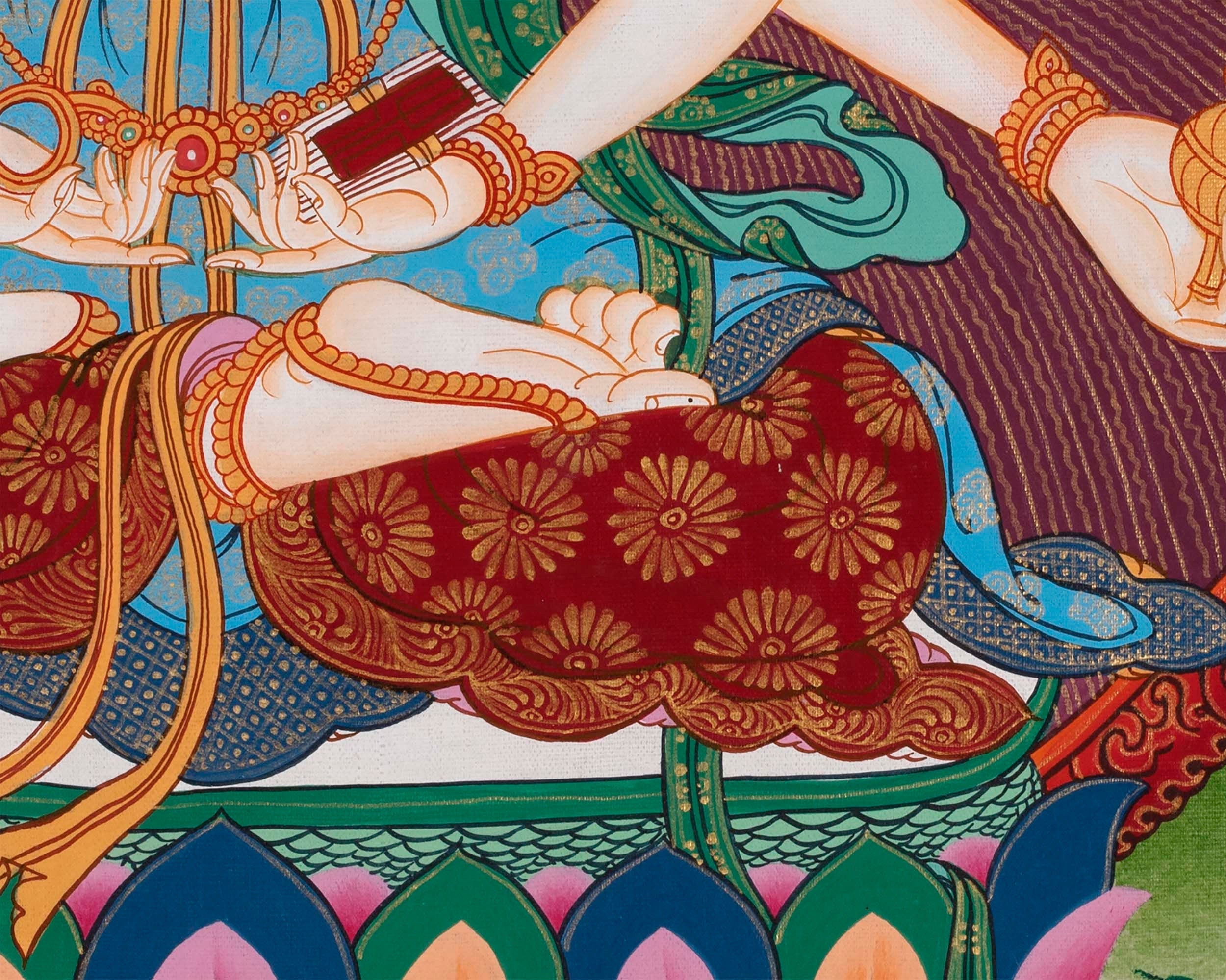 Cundi Thangka | 18 Armed Bodhisattva Thangka | Wall Hanging Decoration