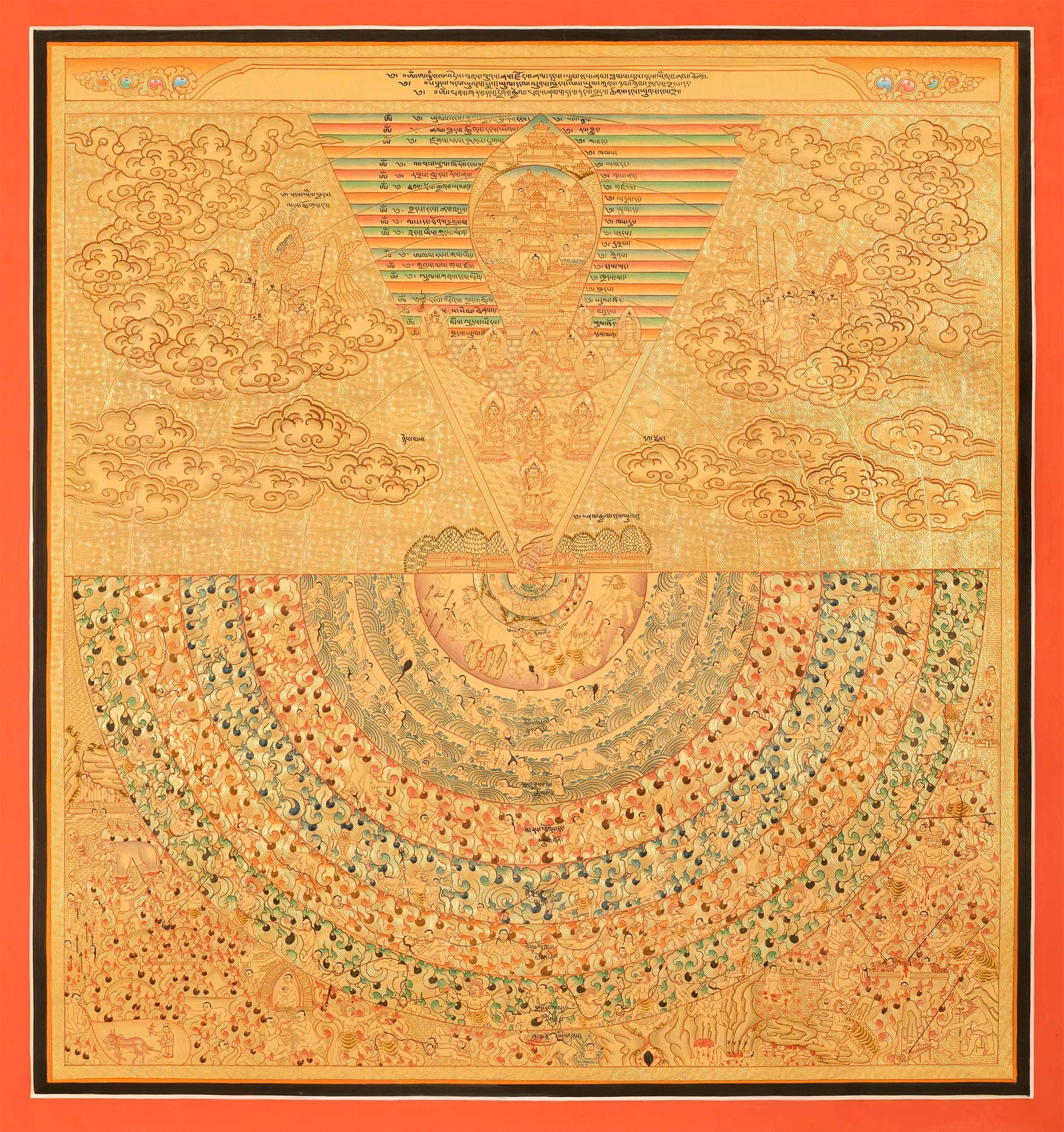 Golden Cosmic Mandala Set | Original Hand Painted Tibetan Mandala Thangka | Yoga Meditation Canvas Art for your Peace and wellbeing