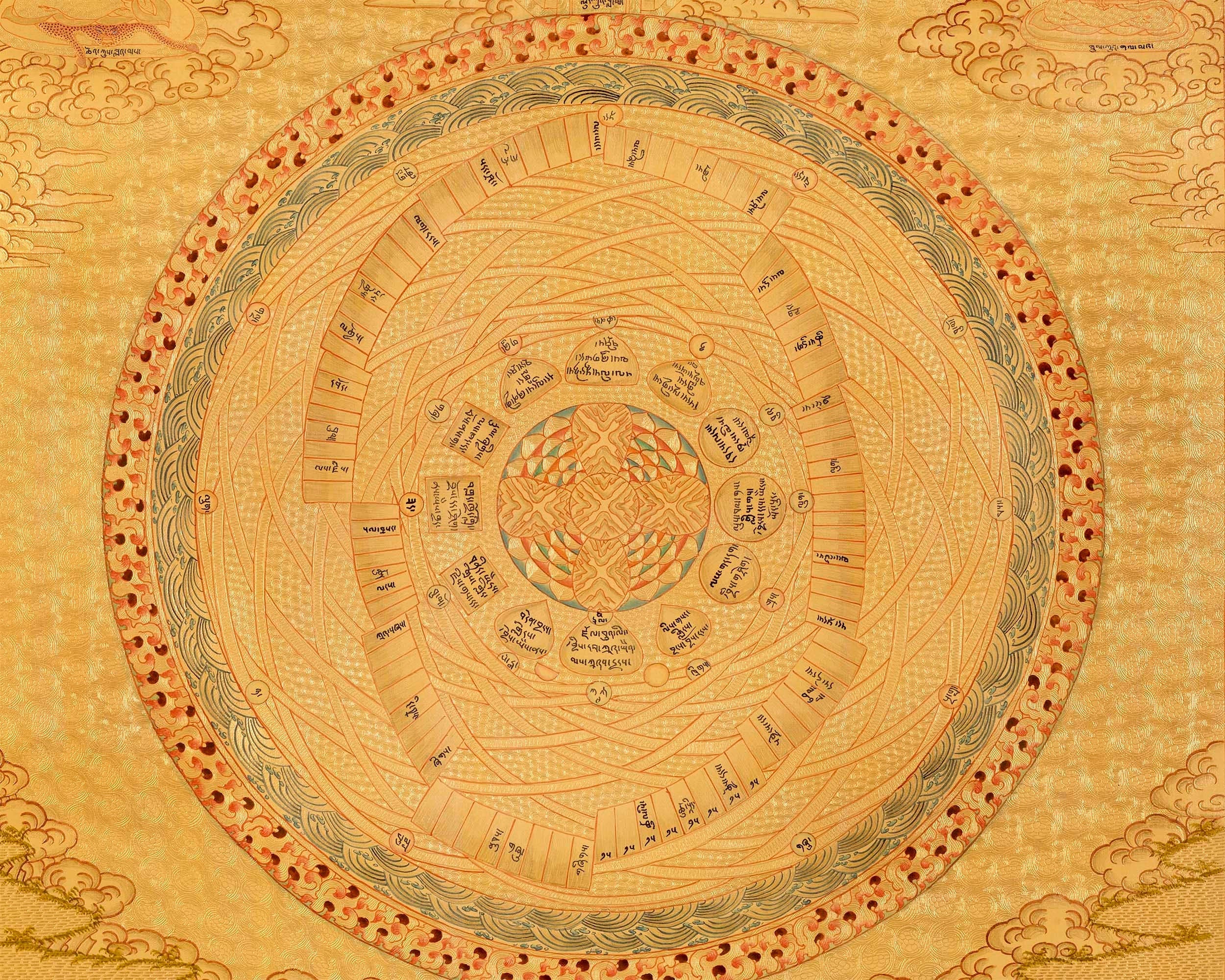 Golden Cosmic Mandala Set | Original Hand Painted Tibetan Mandala Thangka | Yoga Meditation Canvas Art for your Peace and wellbeing