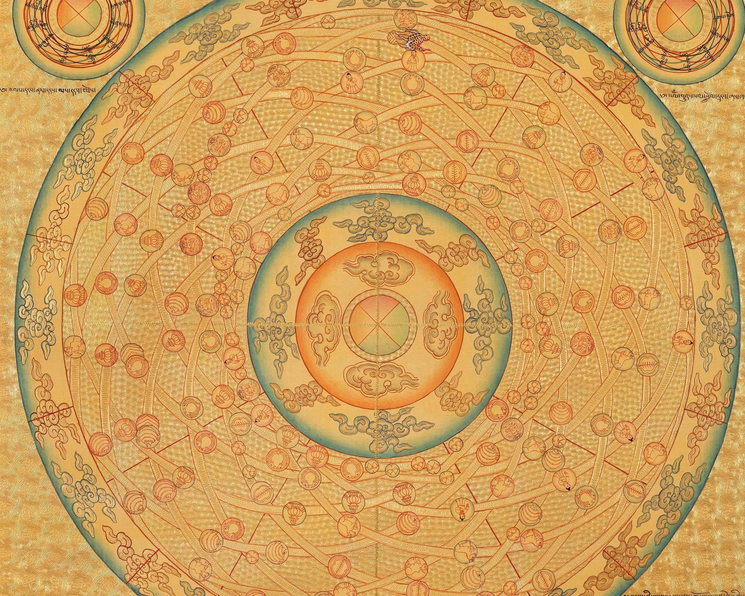 Golden Cosmic Mandala Set | Original Hand Painted Tibetan Mandala Thangka | Yoga Meditation Canvas Art for your Peace and wellbeing