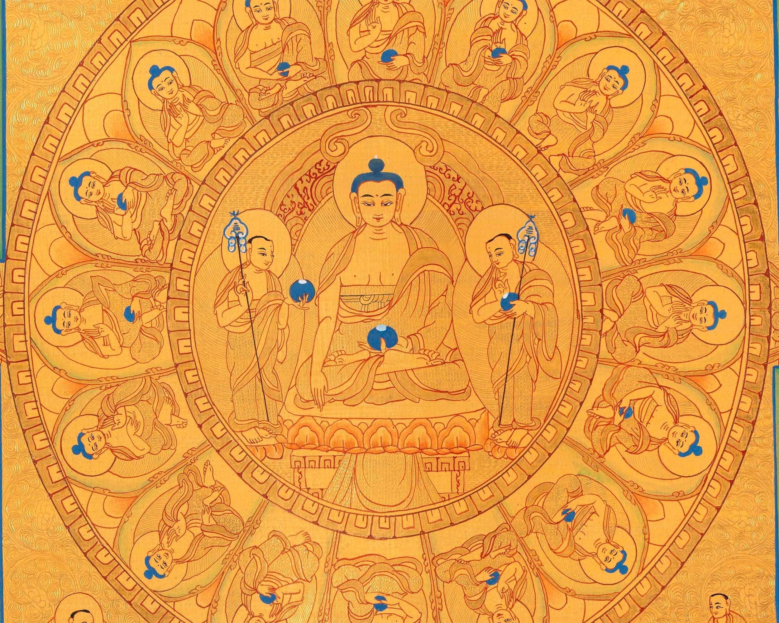 Full Gold Buddha Mandala | Original Hand-Painted Buddhist Wall Hanging Art