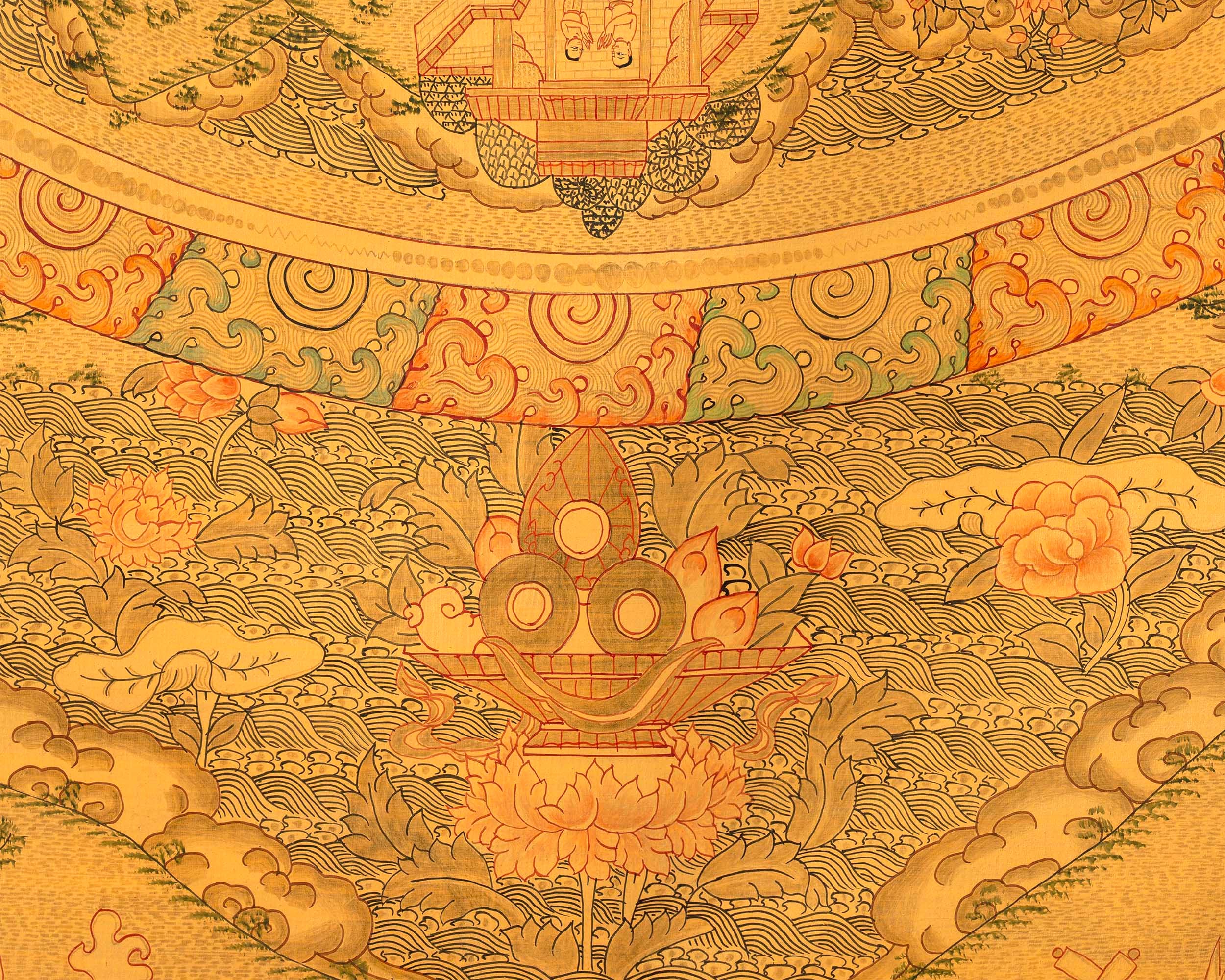 Full Gold Buddha Mandala | Original Hand-Painted Buddhist Wall Hanging Art