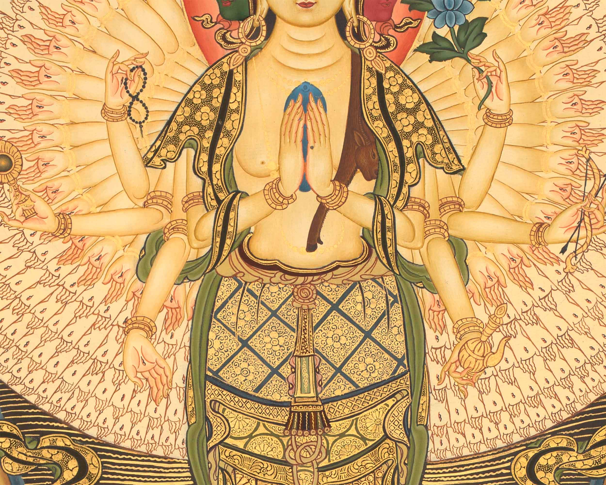 Original Hand painted Avalokiteshvara Thangka | Traditional Tibetan Artwork Painted