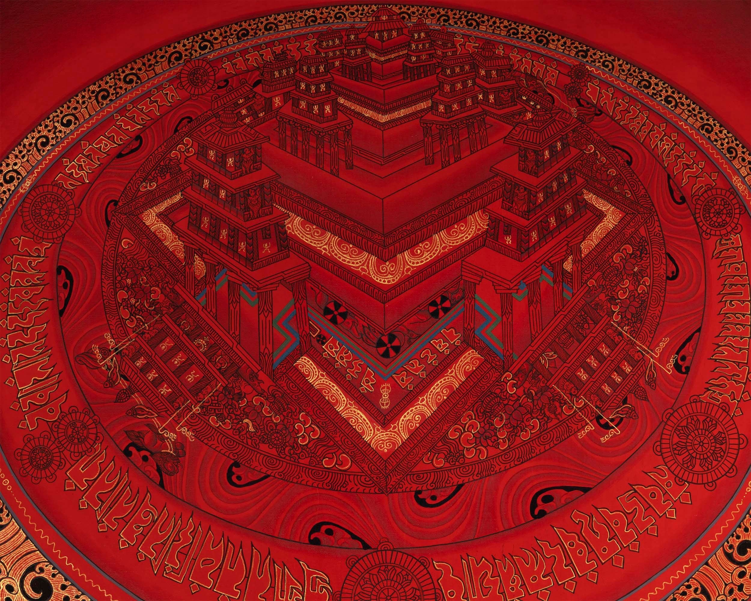 Golden Kalachakra Mandala | Original Hand-made Wheel of Time