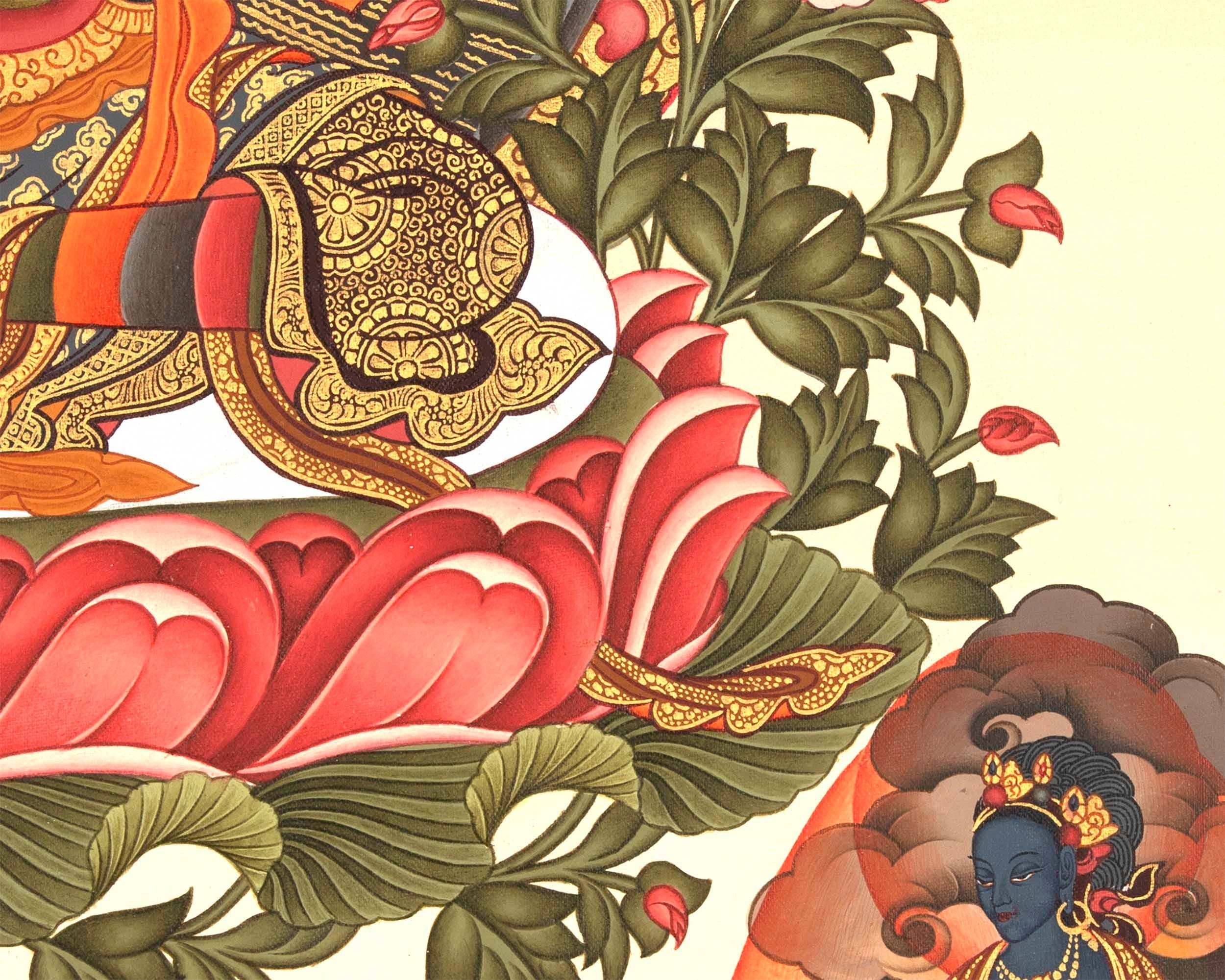 Green Tara Mother Goddess Thangka Painting | Spiritual Meditation Canvas Art