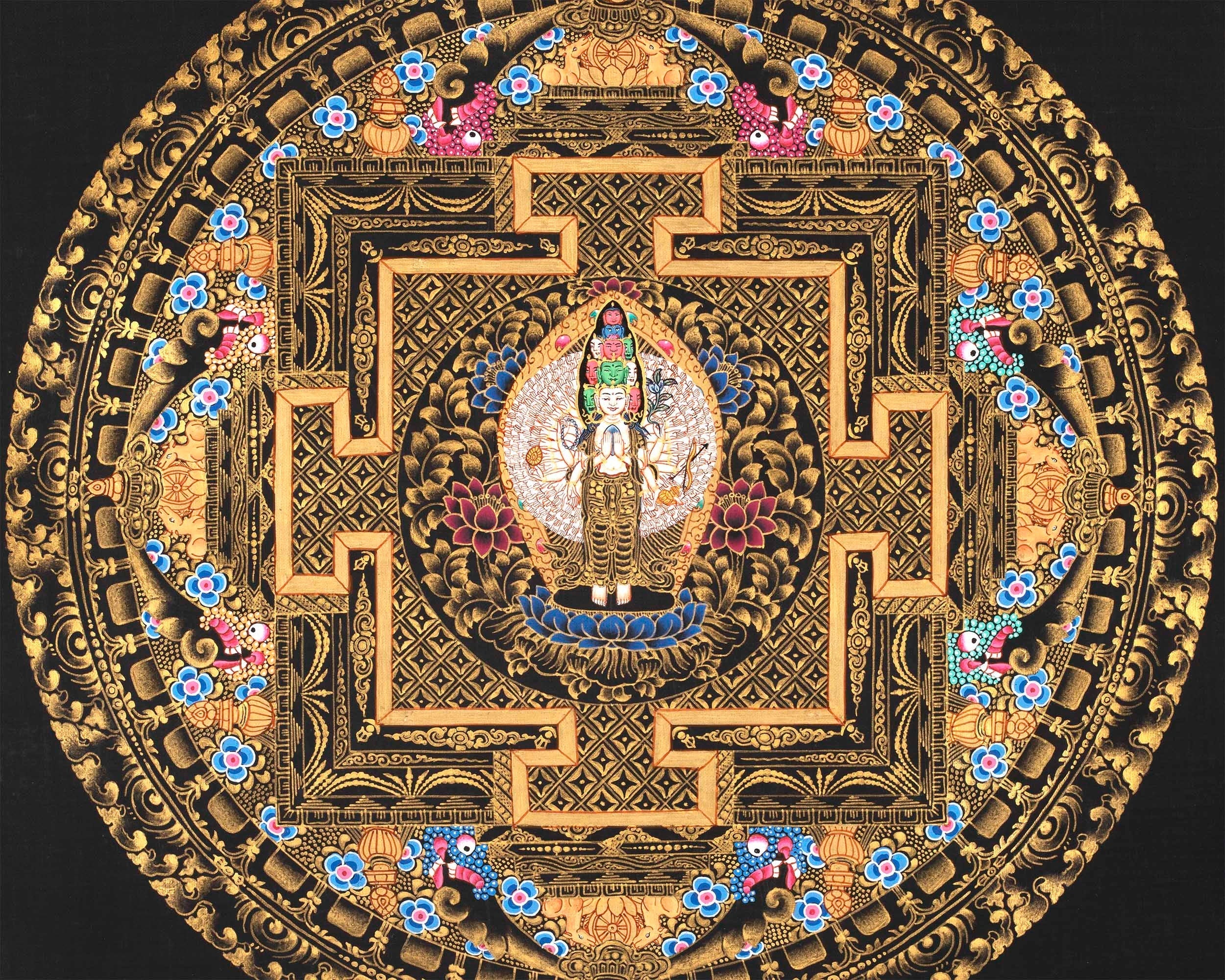 1,000 armed Avalokiteshvara Mandala |  God of Compassion Tibetan Buddhist Thangka