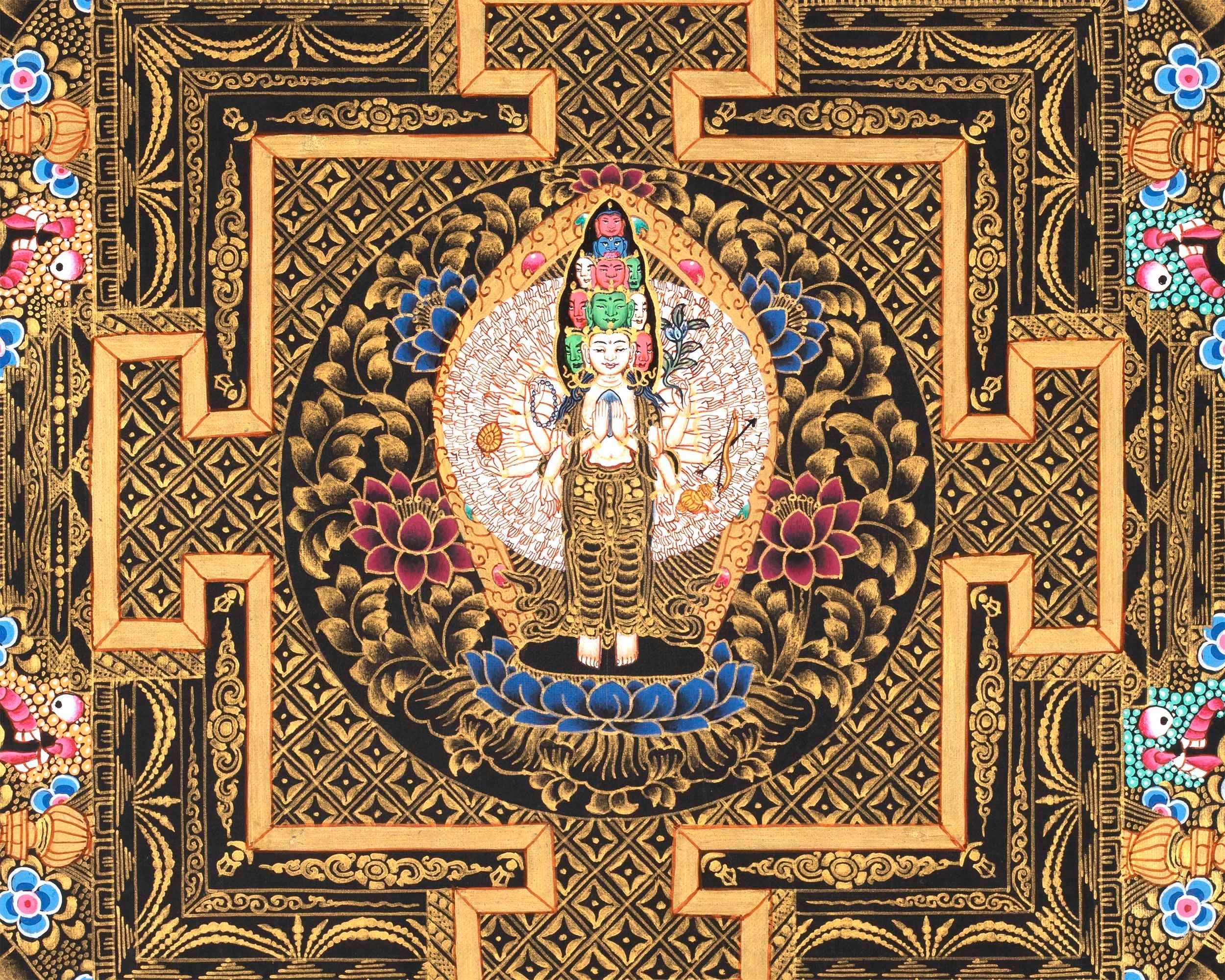 1,000 armed Avalokiteshvara Mandala |  God of Compassion Tibetan Buddhist Thangka