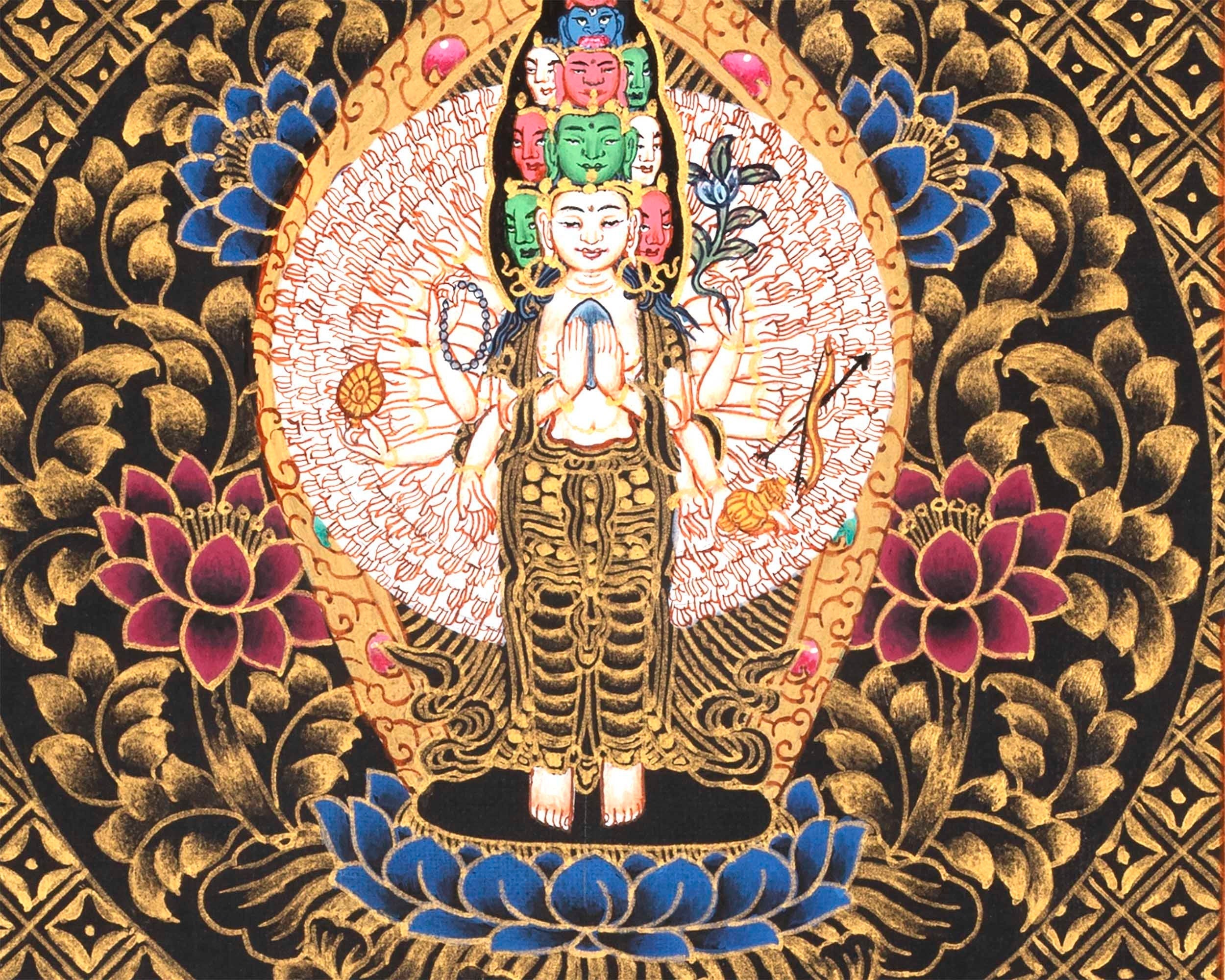 1,000 armed Avalokiteshvara Mandala |  God of Compassion Tibetan Buddhist Thangka