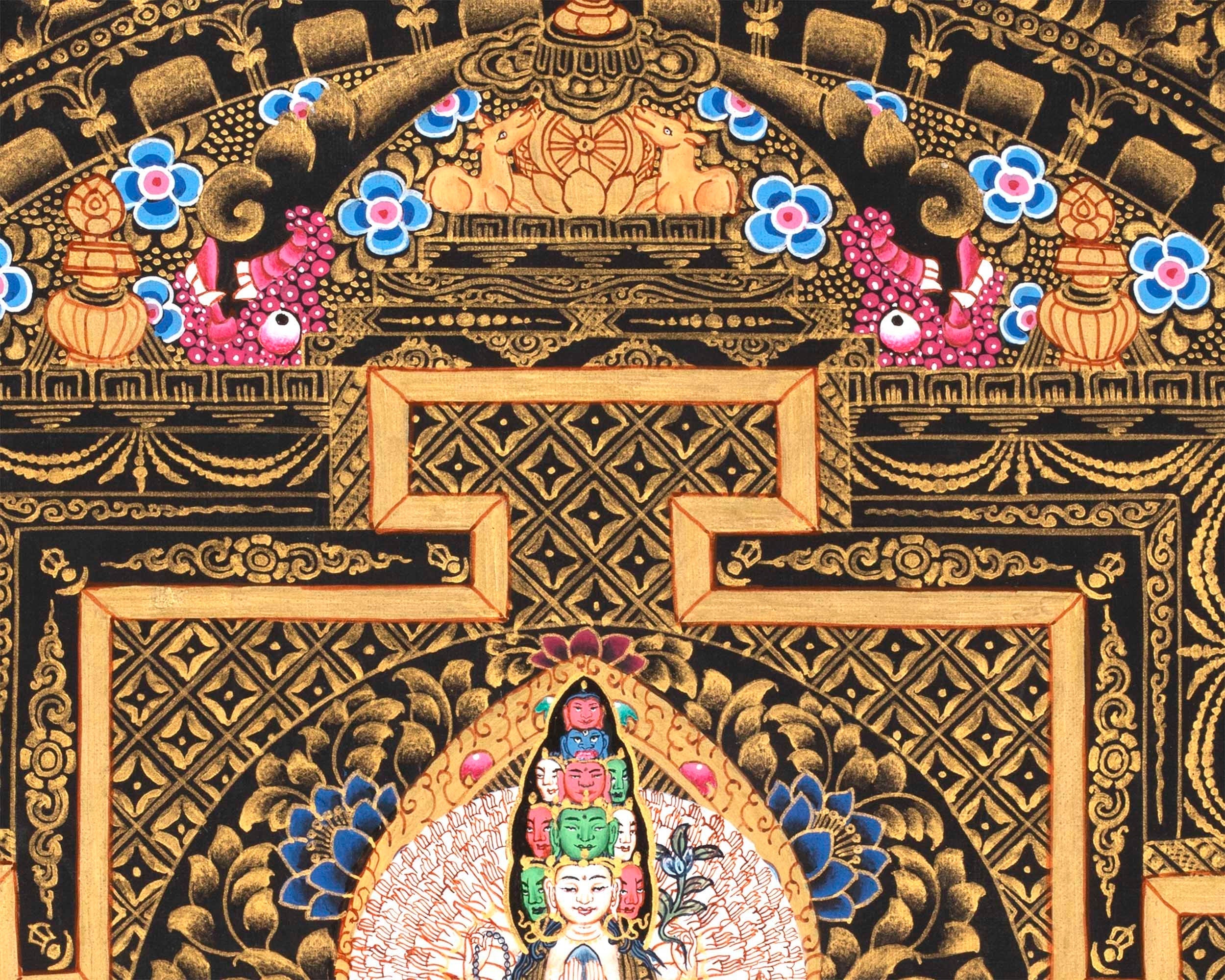 1,000 armed Avalokiteshvara Mandala |  God of Compassion Tibetan Buddhist Thangka