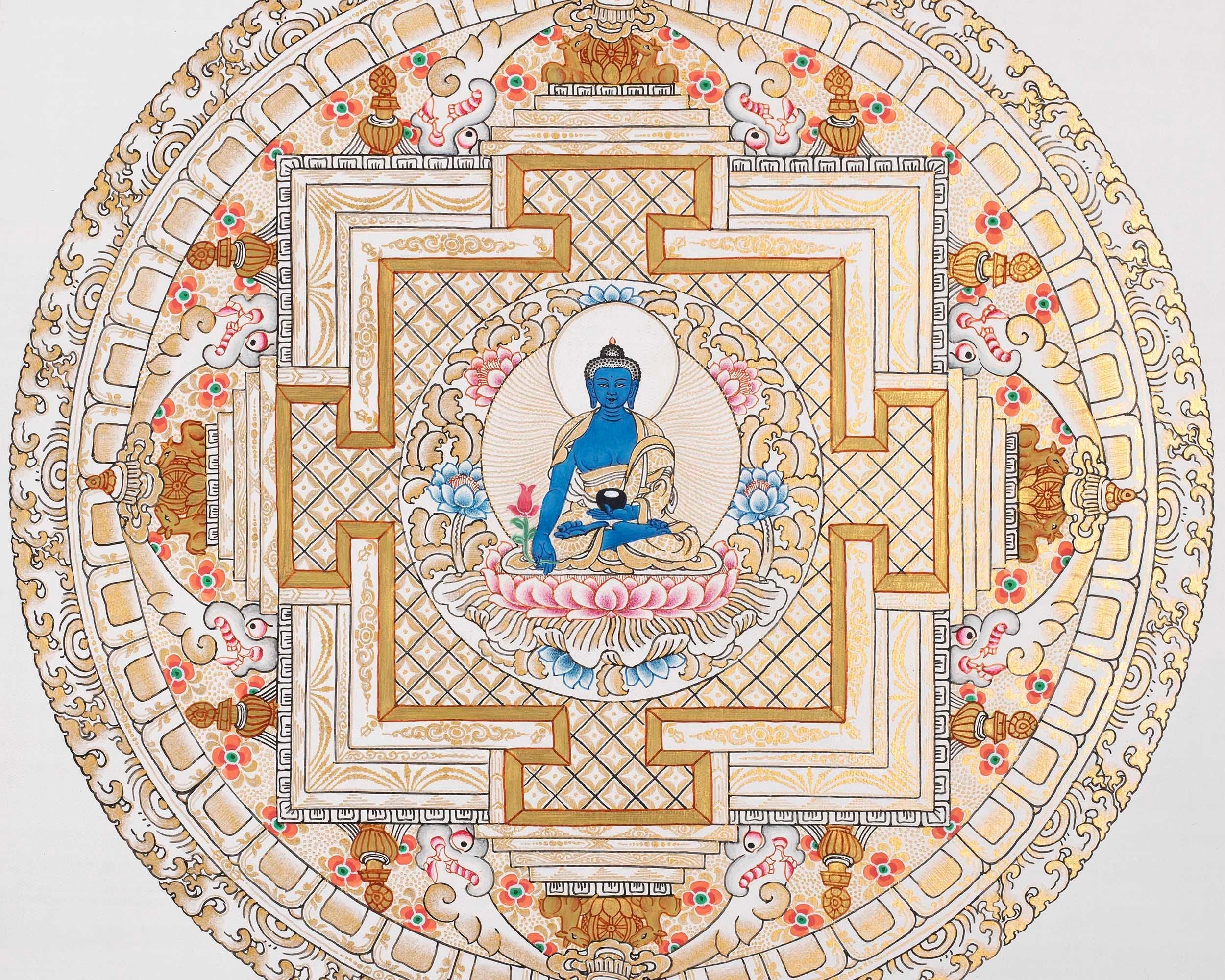 Medicine Buddha Painting | Meditation Canvas Art Mandala