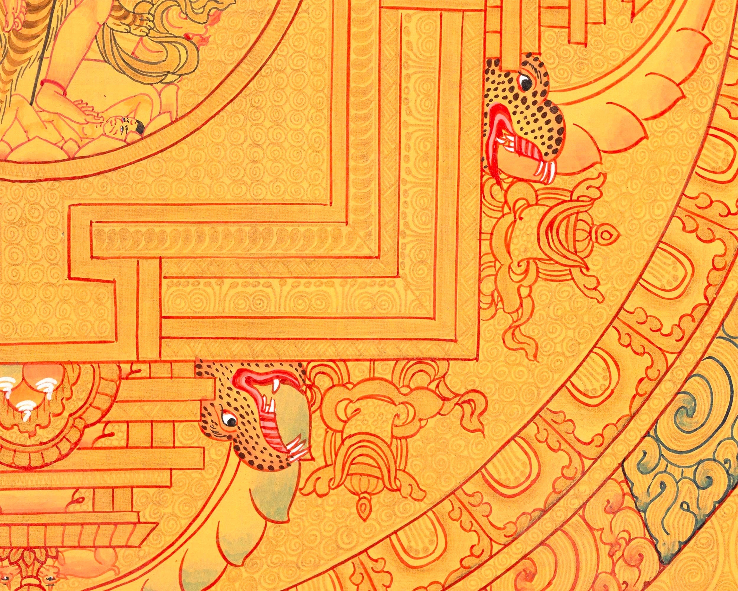 Vajravarahi Yogini Mandala | 24K Gold Thangka Artwork | Traditional Buddhist Art | Religious Wall Decor
