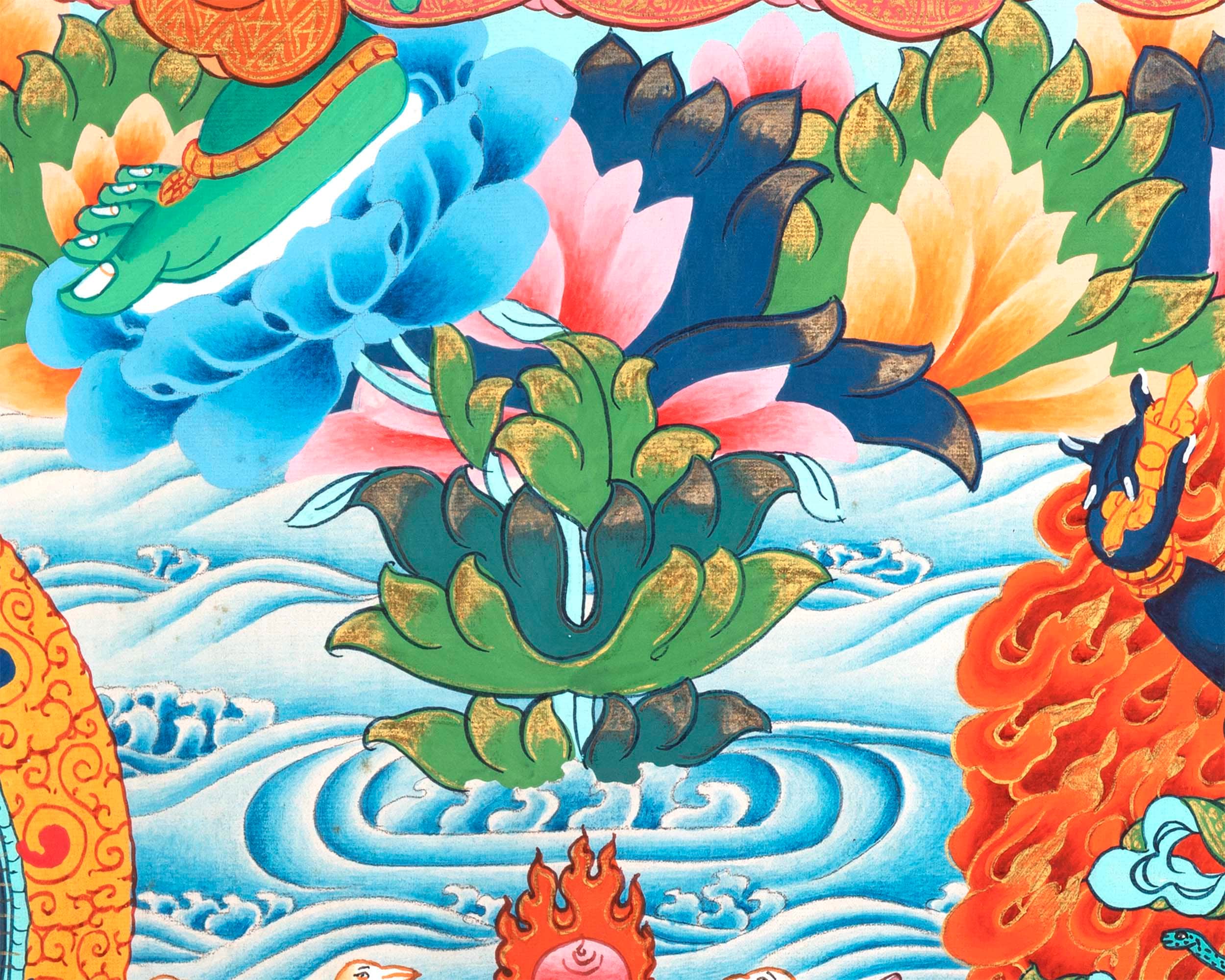 Mother Green Tara Thangka Painting | Wall Hanging Decoration | Religious Home Decor