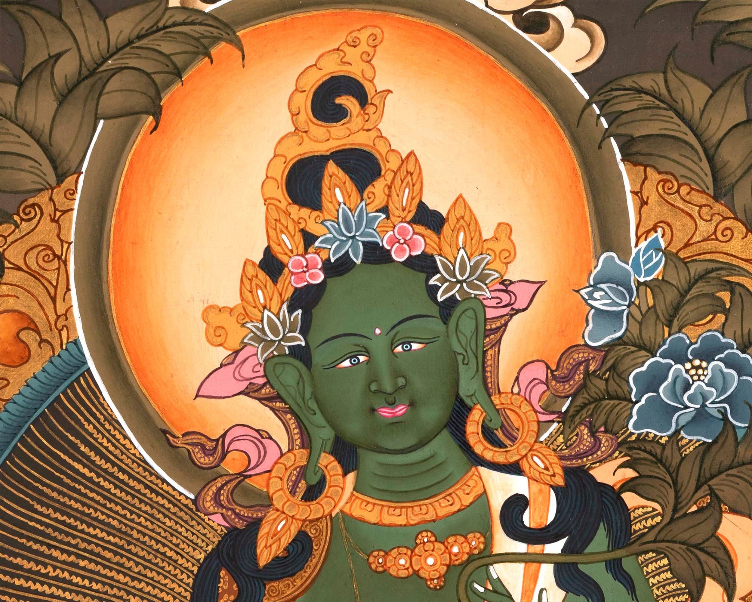Goddess Green Tara | Small Size Tibetan Thangka Wall Decoration Painting