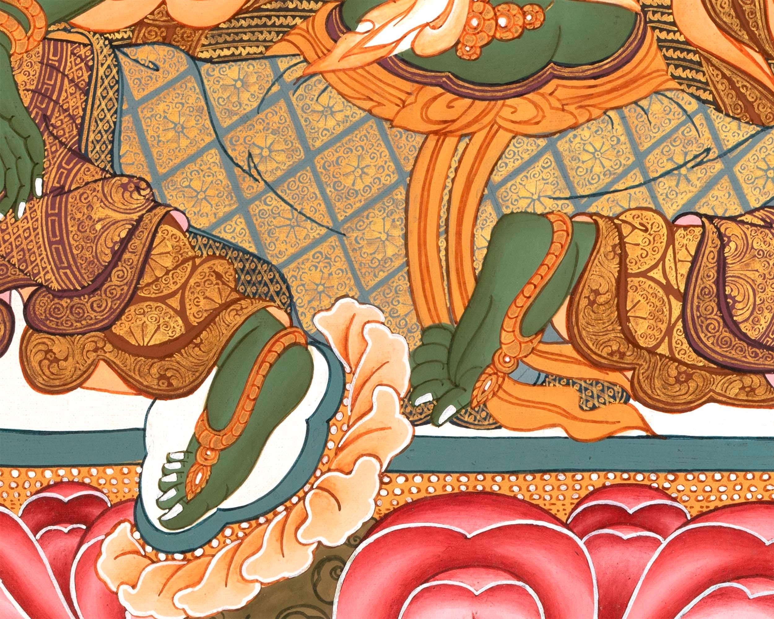 Goddess Green Tara | Small Size Tibetan Thangka Wall Decoration Painting