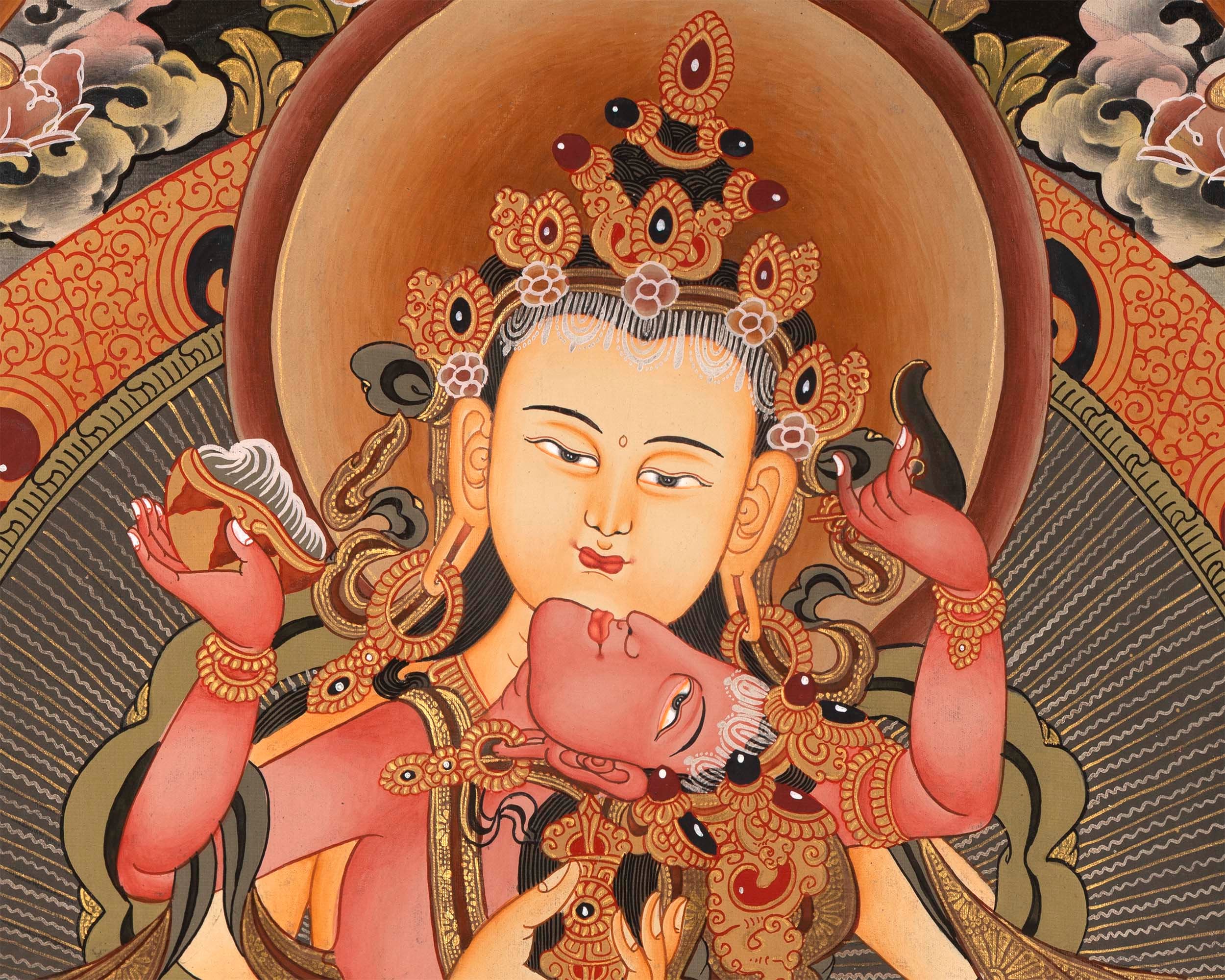 Vajrasattva Dorje Sempa Shakti YabYum Thangka | The Union Of Compassion And Wisdom | Wall hanging Decoration