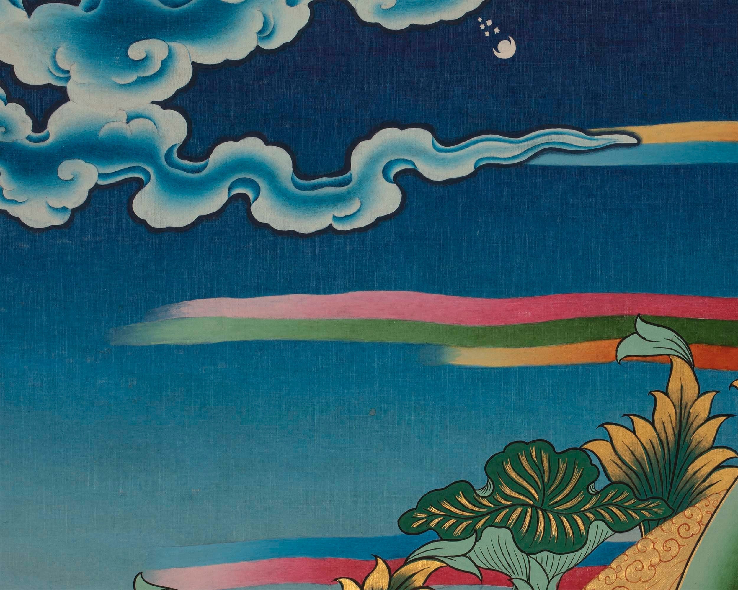 Red Amitabha Buddha Original Hand-Painted Thangka | Wall Hanging For Peace And Harmony | Mindfulness Meditation Practice Tool