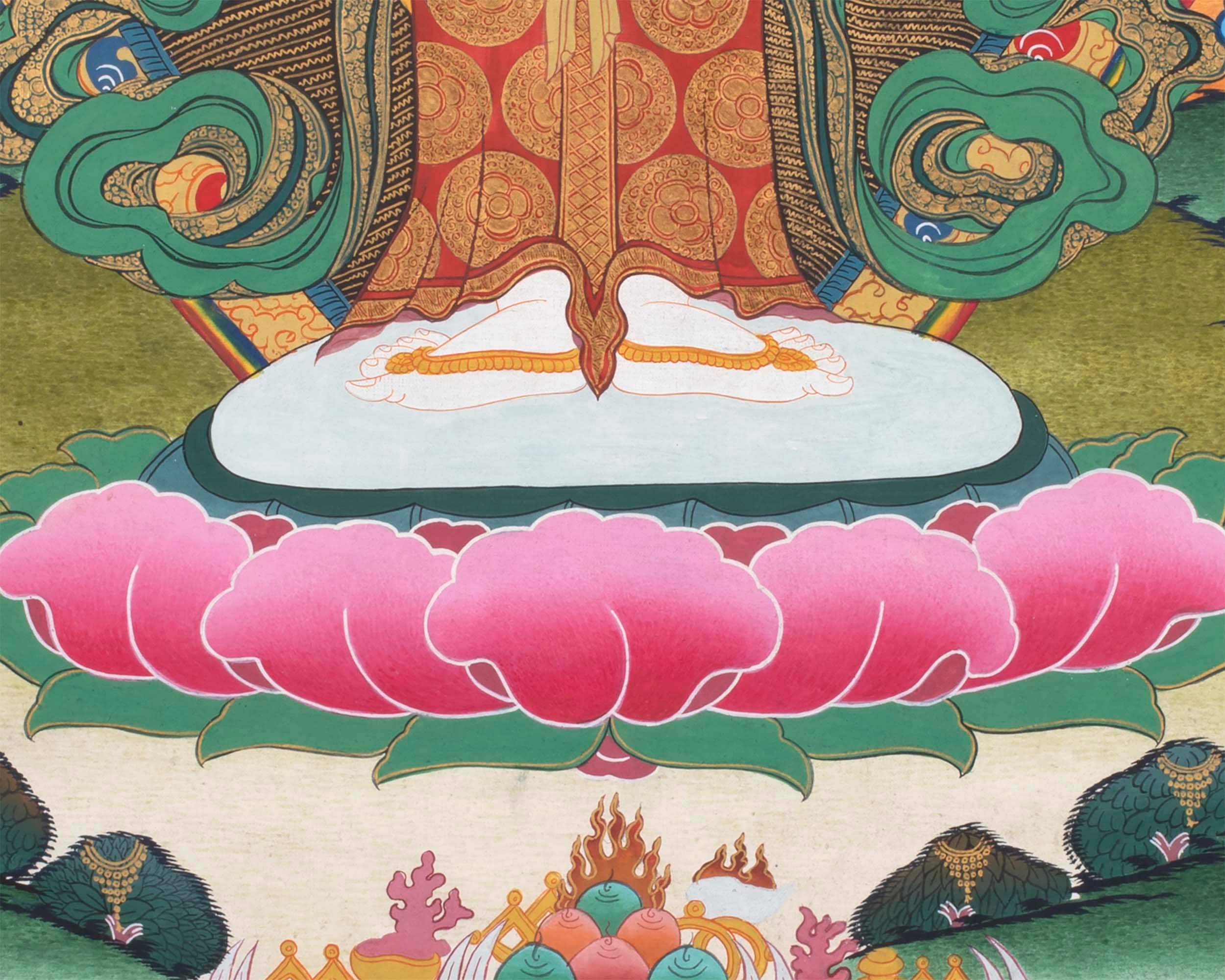 Avalokiteshvara Original Handmade Tibetan Thangka | Small Size Wall Decoration Painting