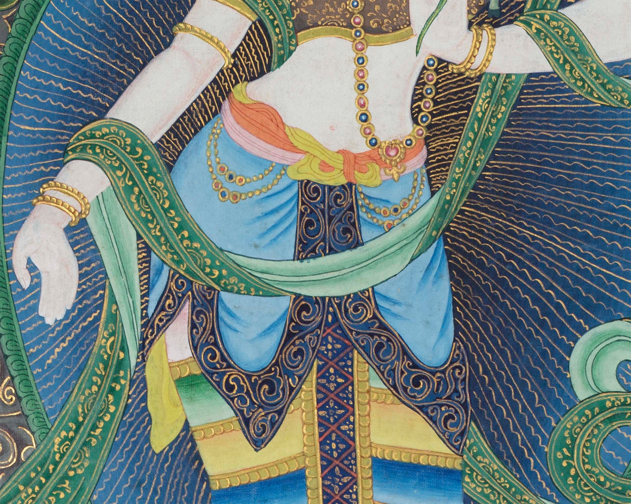Padmapani Lokeshvara Tibetan Thangka | Paubha Art Meditation