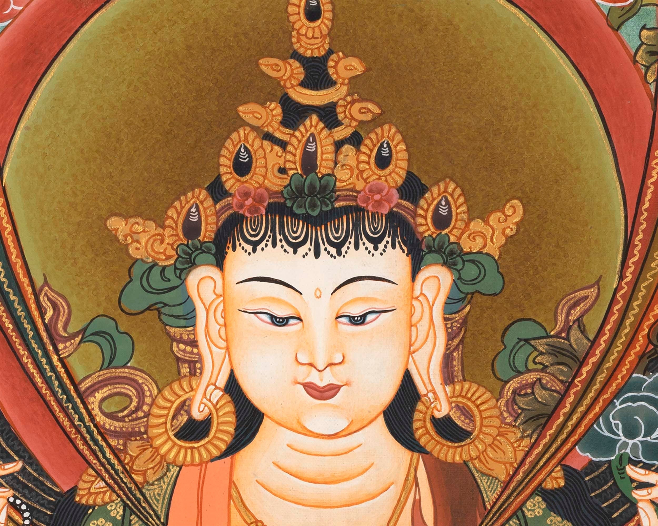 4 Armed Chenrezig | Avalokiteshvara Thangka Painting from Nepal