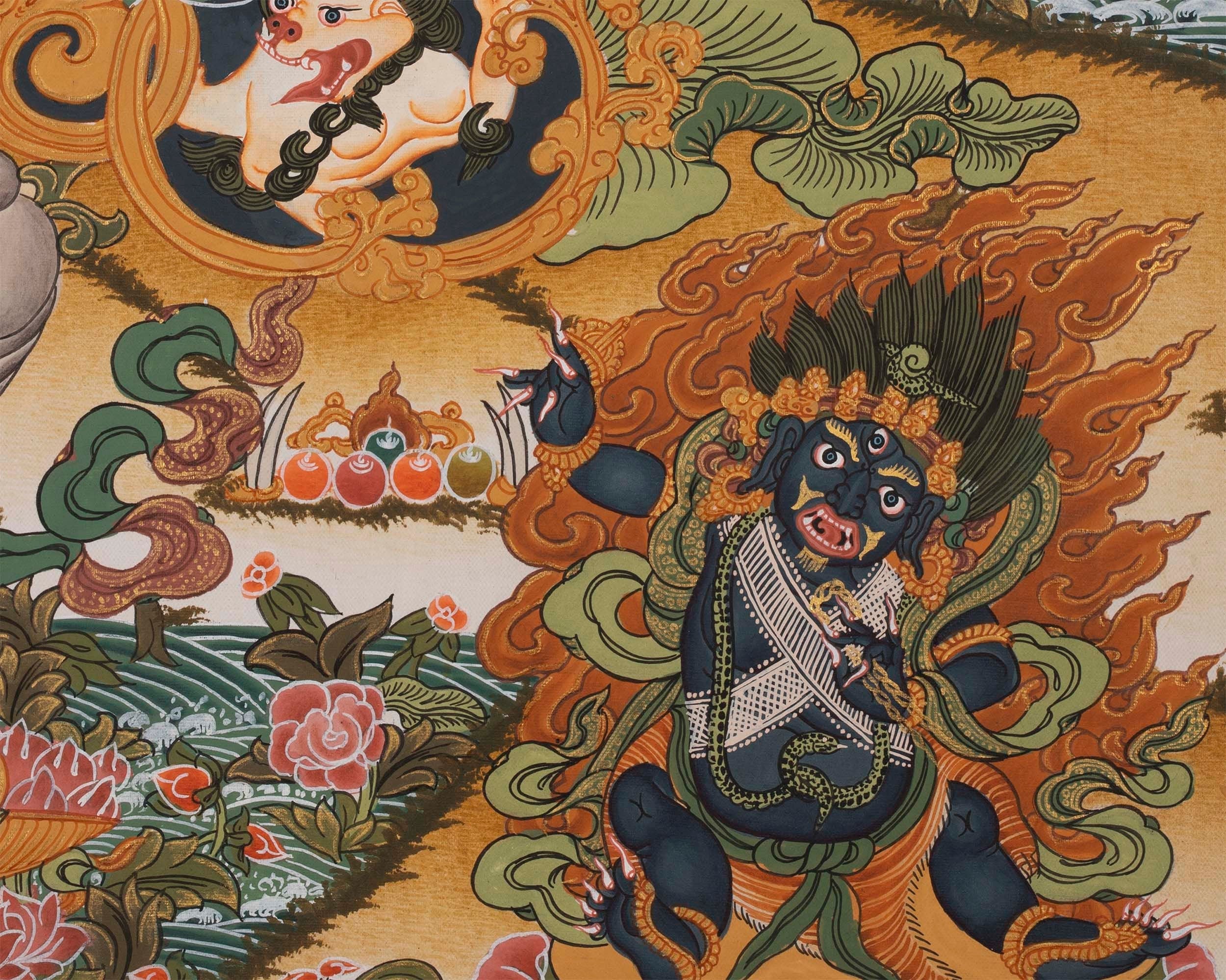 4 Armed Chenrezig | Avalokiteshvara Thangka Painting from Nepal