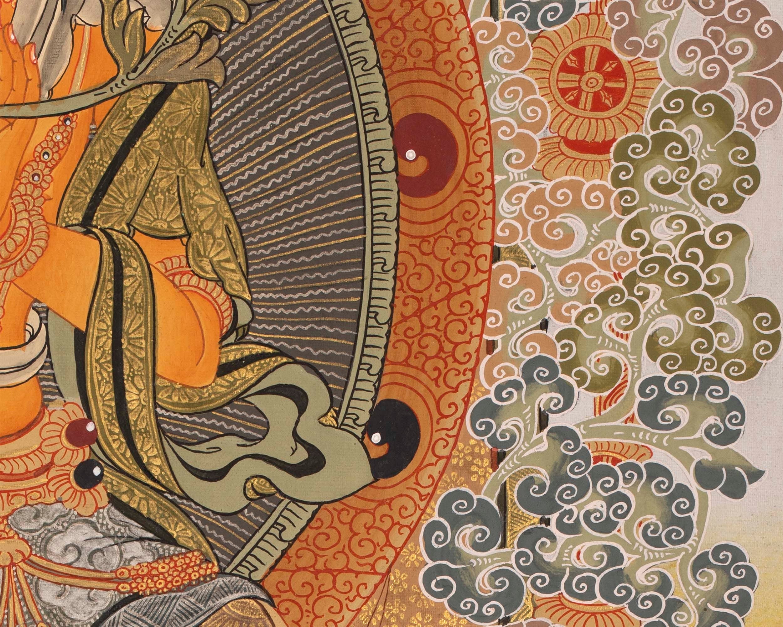 Maitreya Buddha Thangka | Original Handpainted Tibetan Art | Wall Hanging Decor