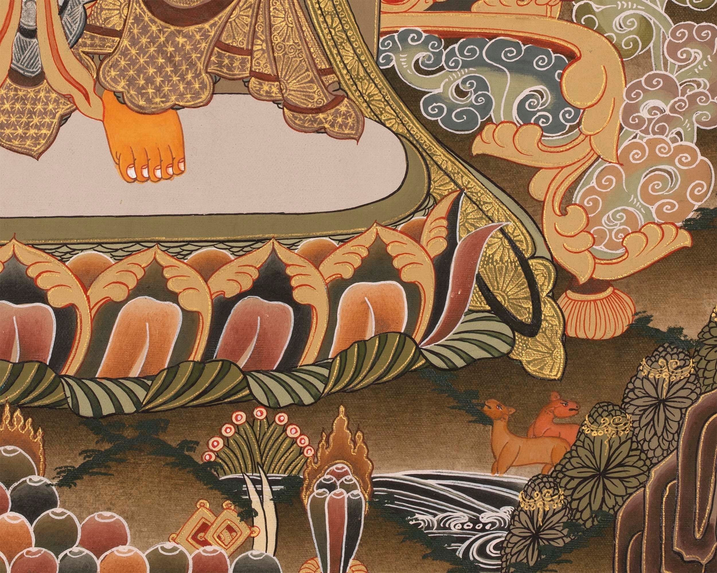 Maitreya Buddha Thangka | Original Handpainted Tibetan Art | Wall Hanging Decor