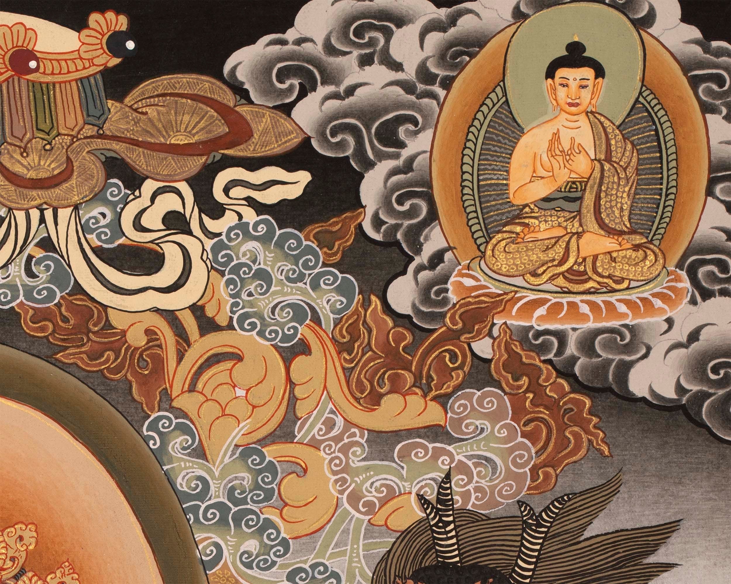 Maitreya Buddha Thangka | Original Handpainted Tibetan Art | Wall Hanging Decor